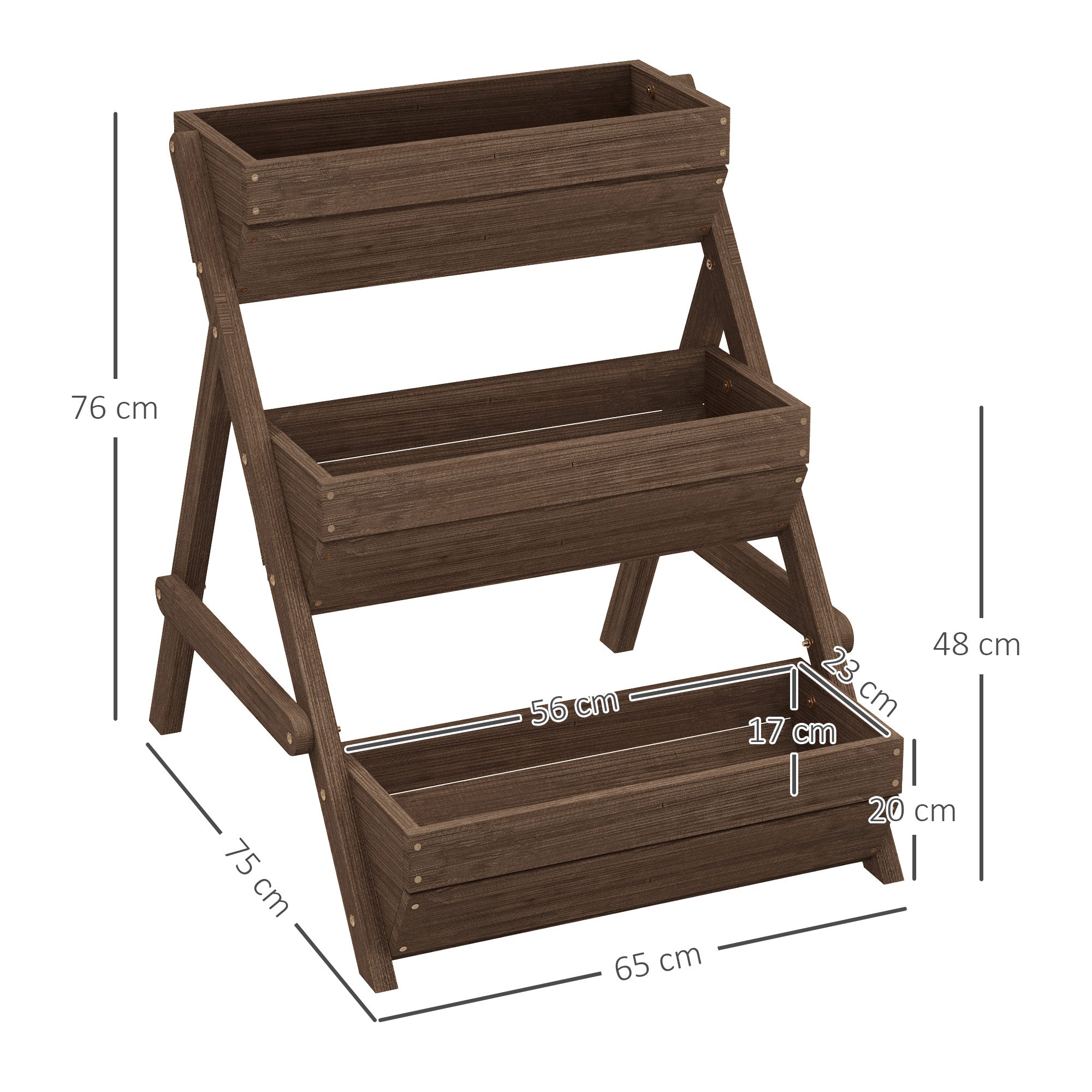 Outsunny 3-Tier Wooden Raised Garden Bed Planter Box, Tan
