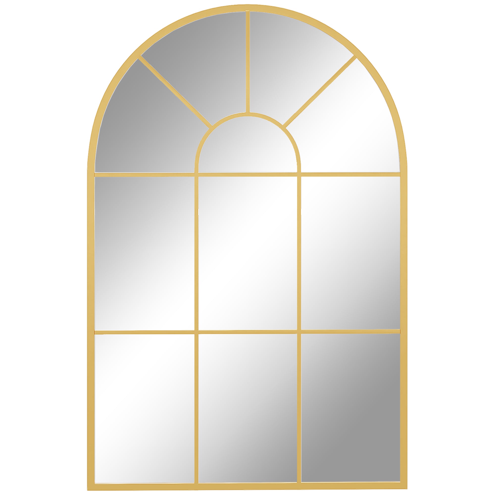 HOMCOM Modern Arched Window Wall Mirror, 91 x 60 cm, Gold Tone