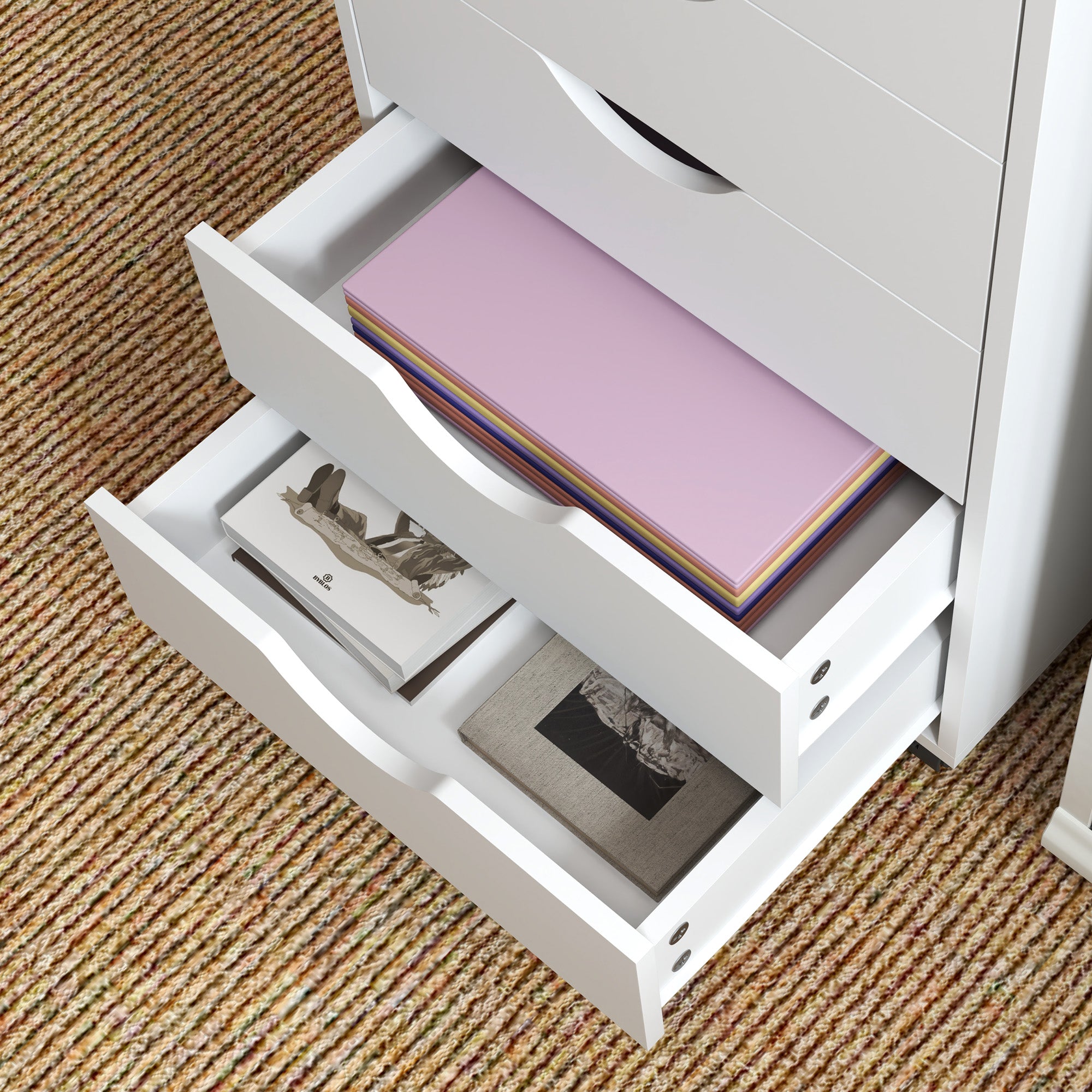 HOMCOM Mobile 5-Drawer Filing Cabinet, White, Home Office Storage