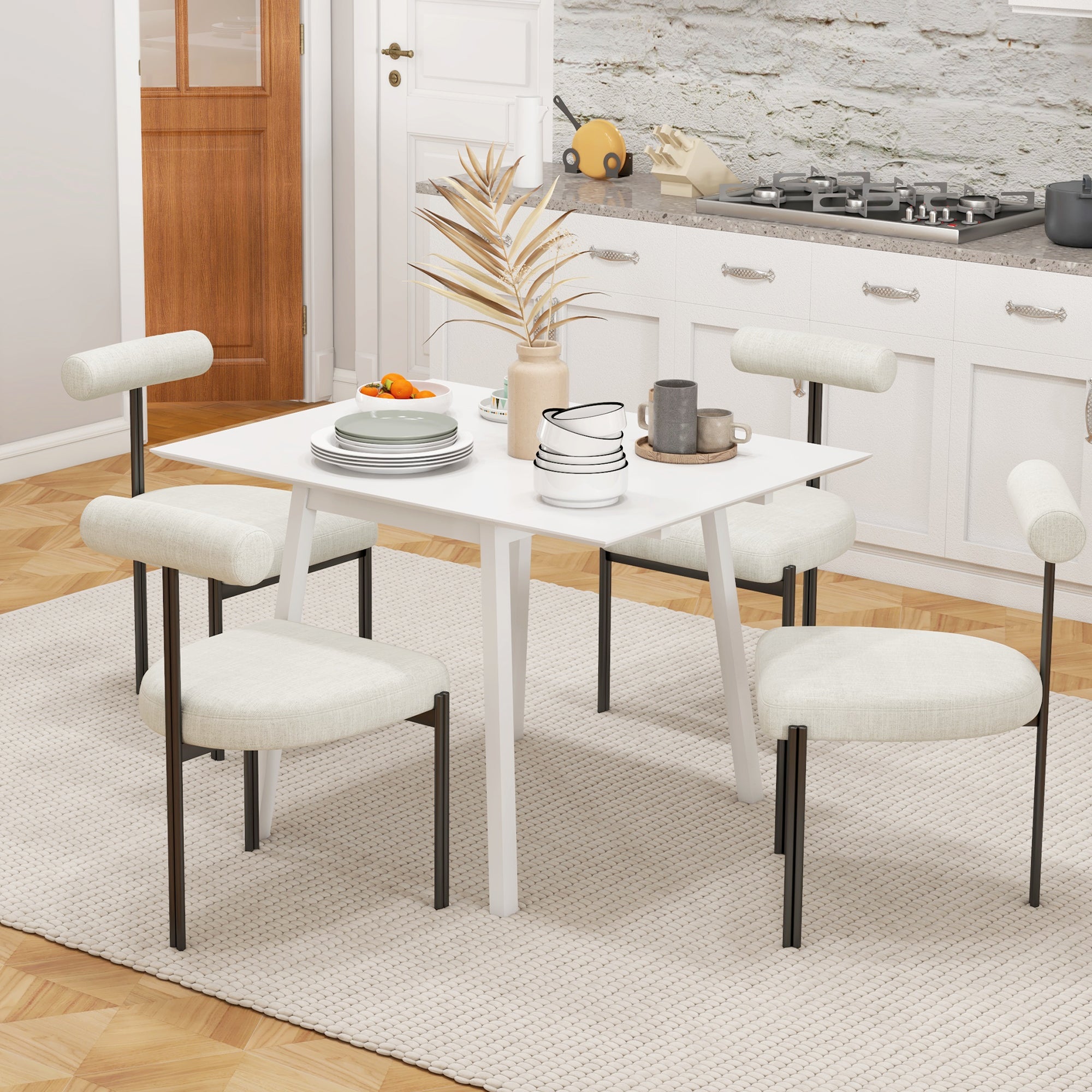 HOMCOM Extendable Drop Leaf Dining Table, White, 2-4 Seater