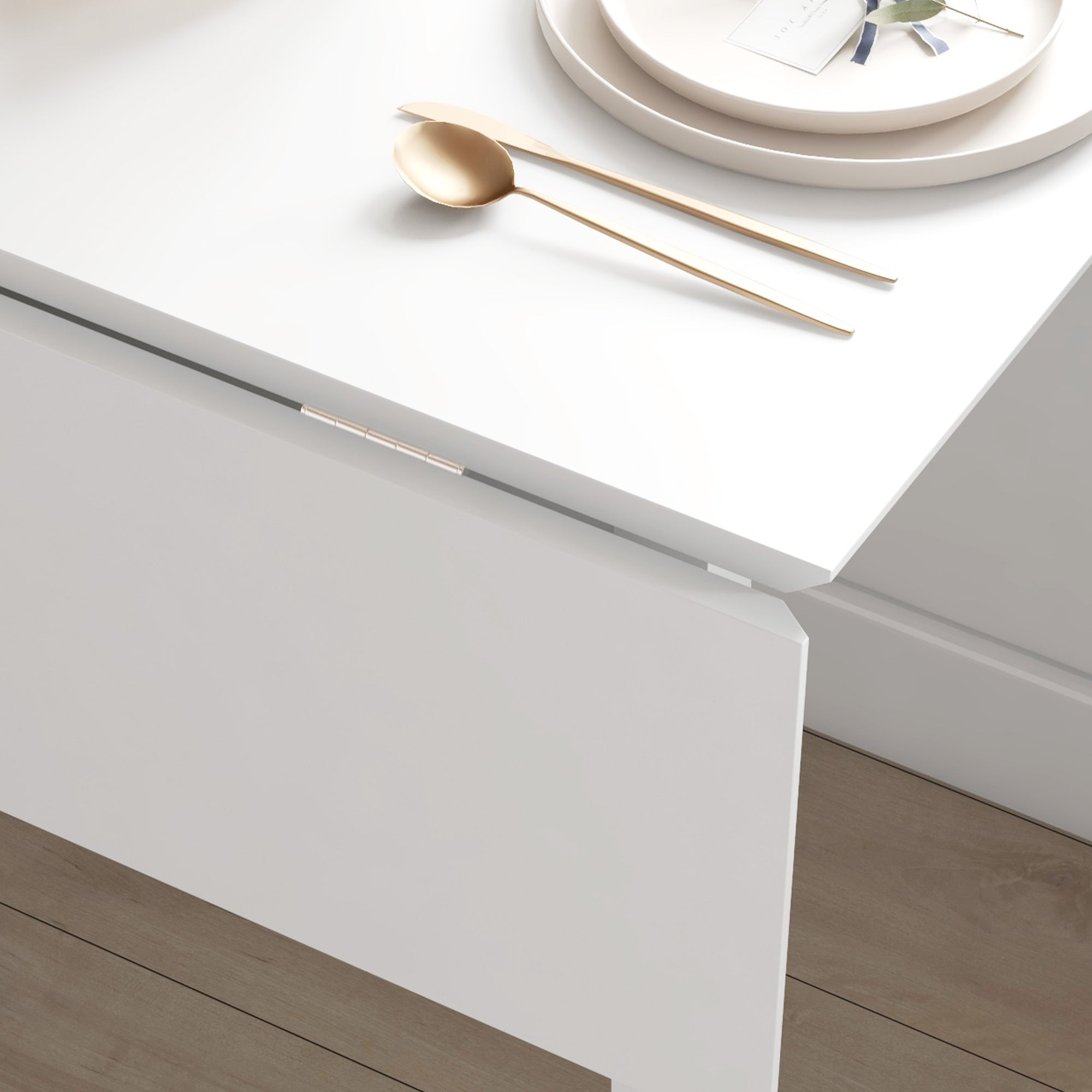 HOMCOM Extendable Drop Leaf Dining Table, White, 2-4 Seater