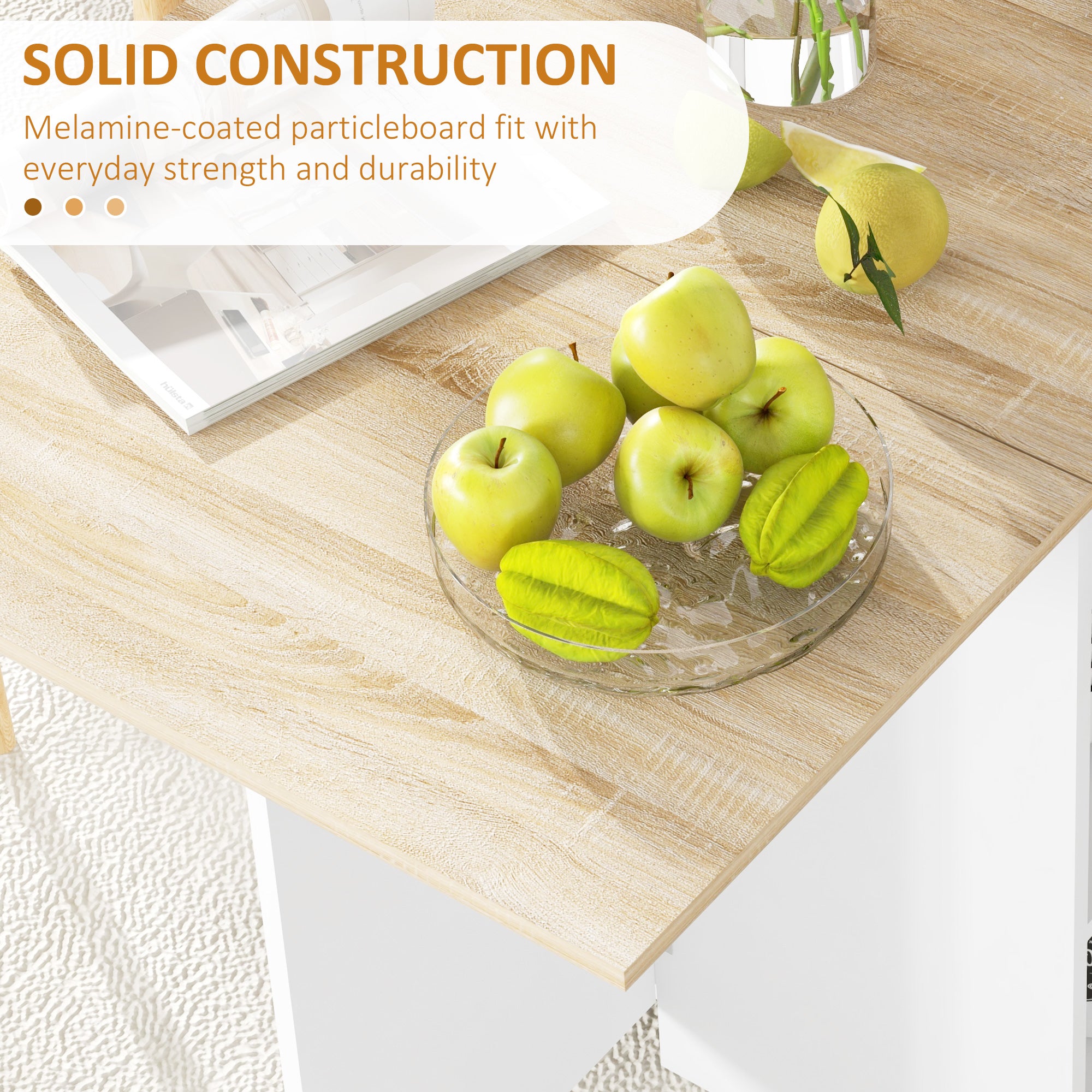 HOMCOM Oak Foldable Drop Leaf Dining Table with Storage