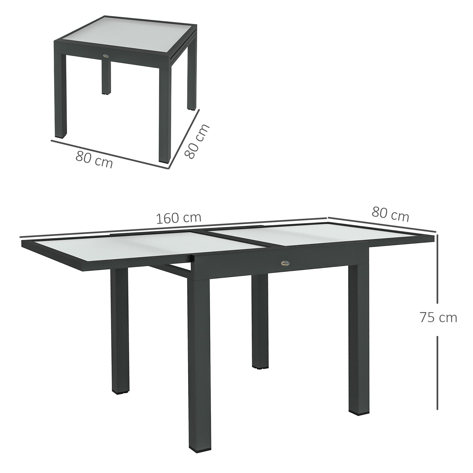 Outsunny Extendable Aluminium Patio Dining Table with Tempered Glass
