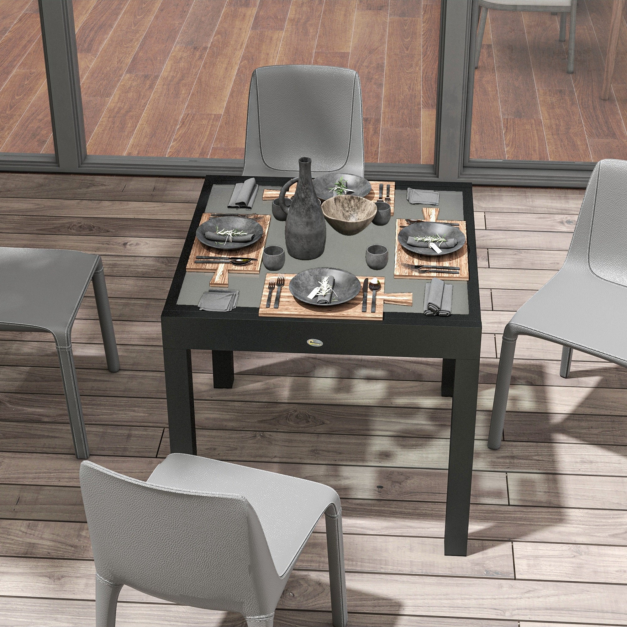 Outsunny Extendable Aluminium Patio Dining Table with Tempered Glass