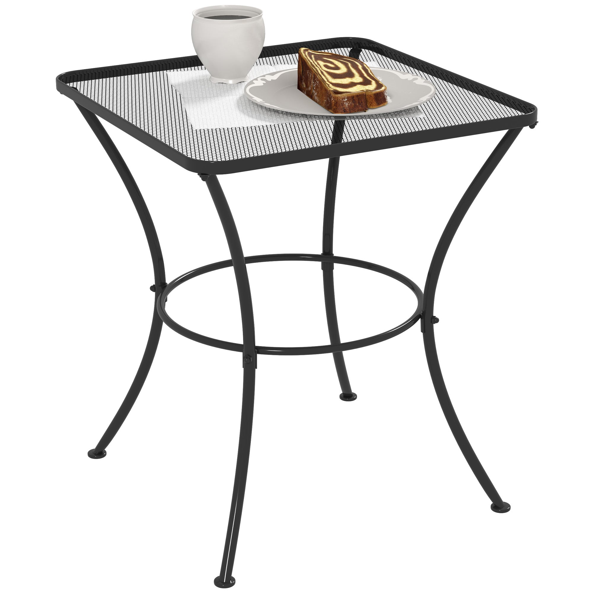 Outsunny 60cm Square Steel Outdoor Bistro Table, Black