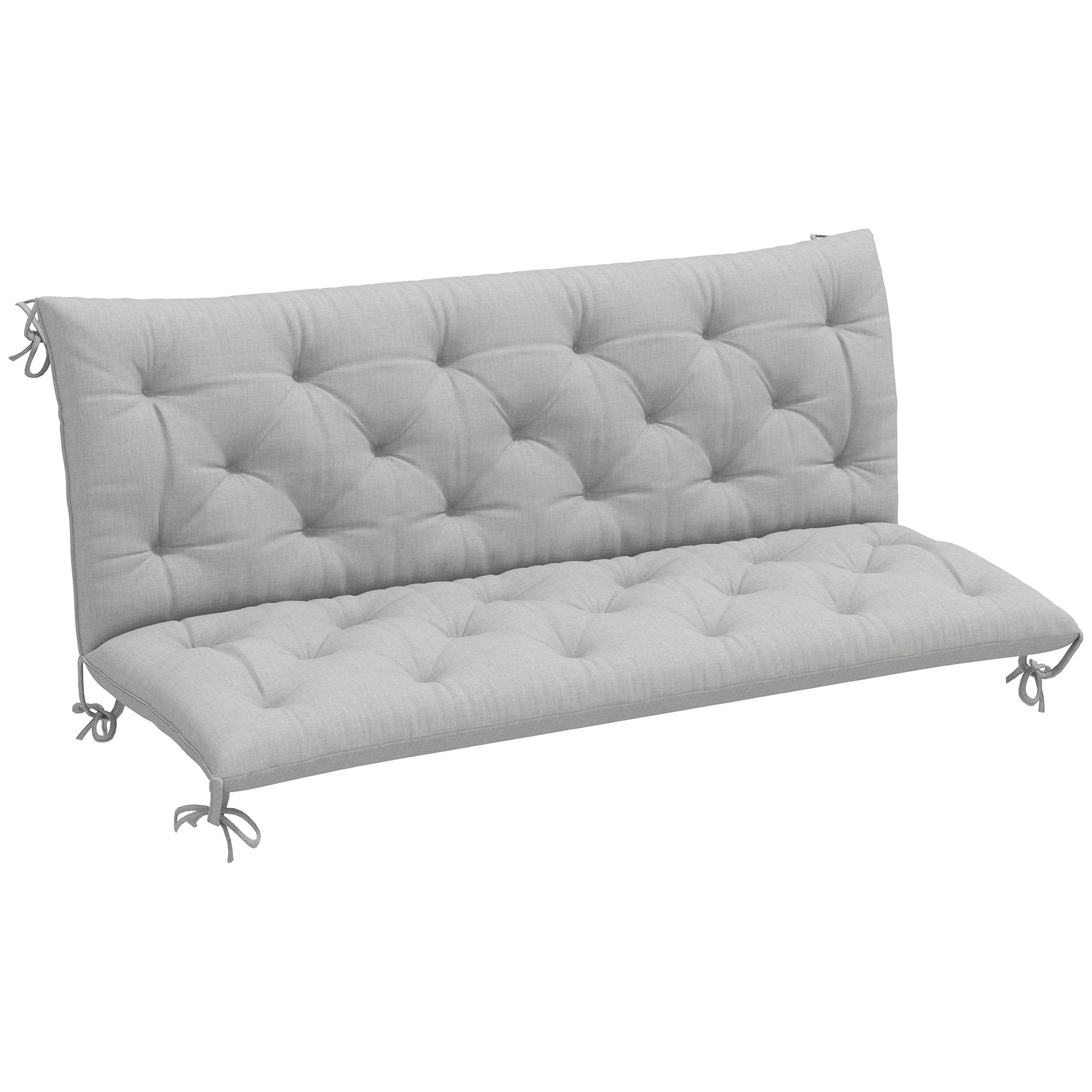 Outsunny Light Grey 3 Seater Garden Bench Cushion with Ties
