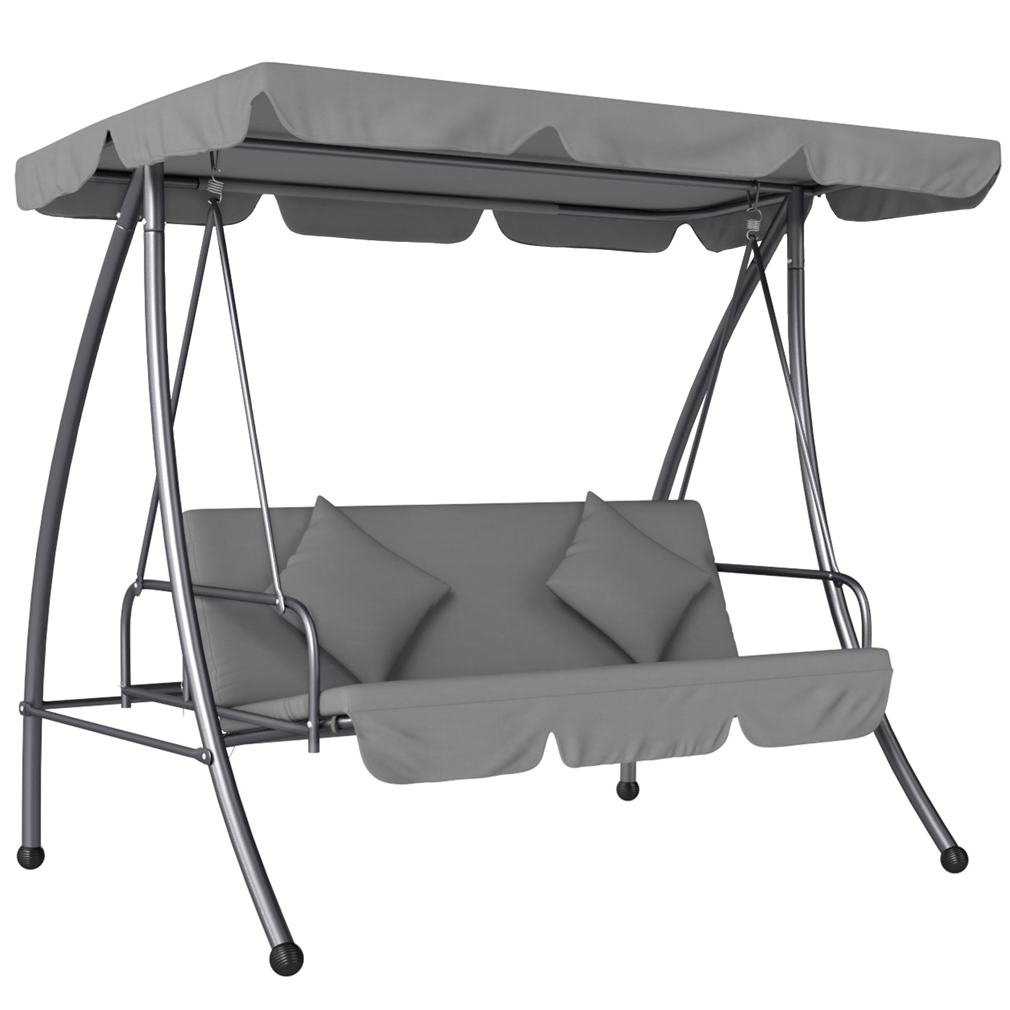 Outsunny 2-in-1 3-Seater Swing Chair Bed with Adjustable Canopy