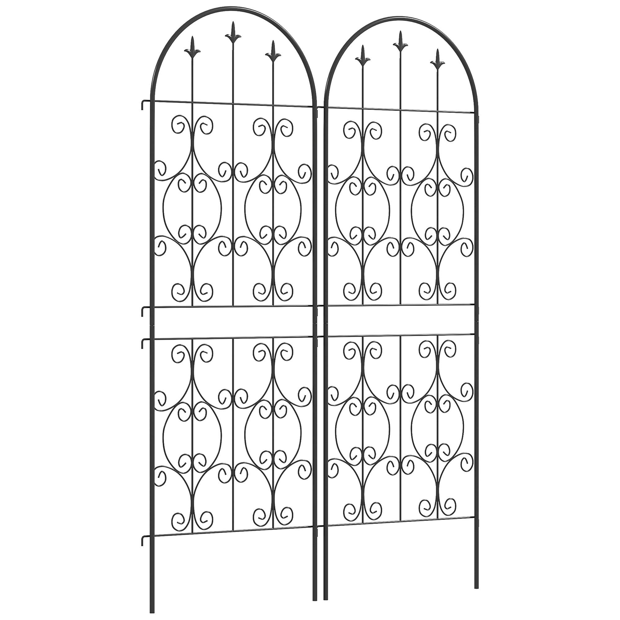 Outsunny Set of 2 Black Metal Garden Trellis Panels, 150 x 50 cm