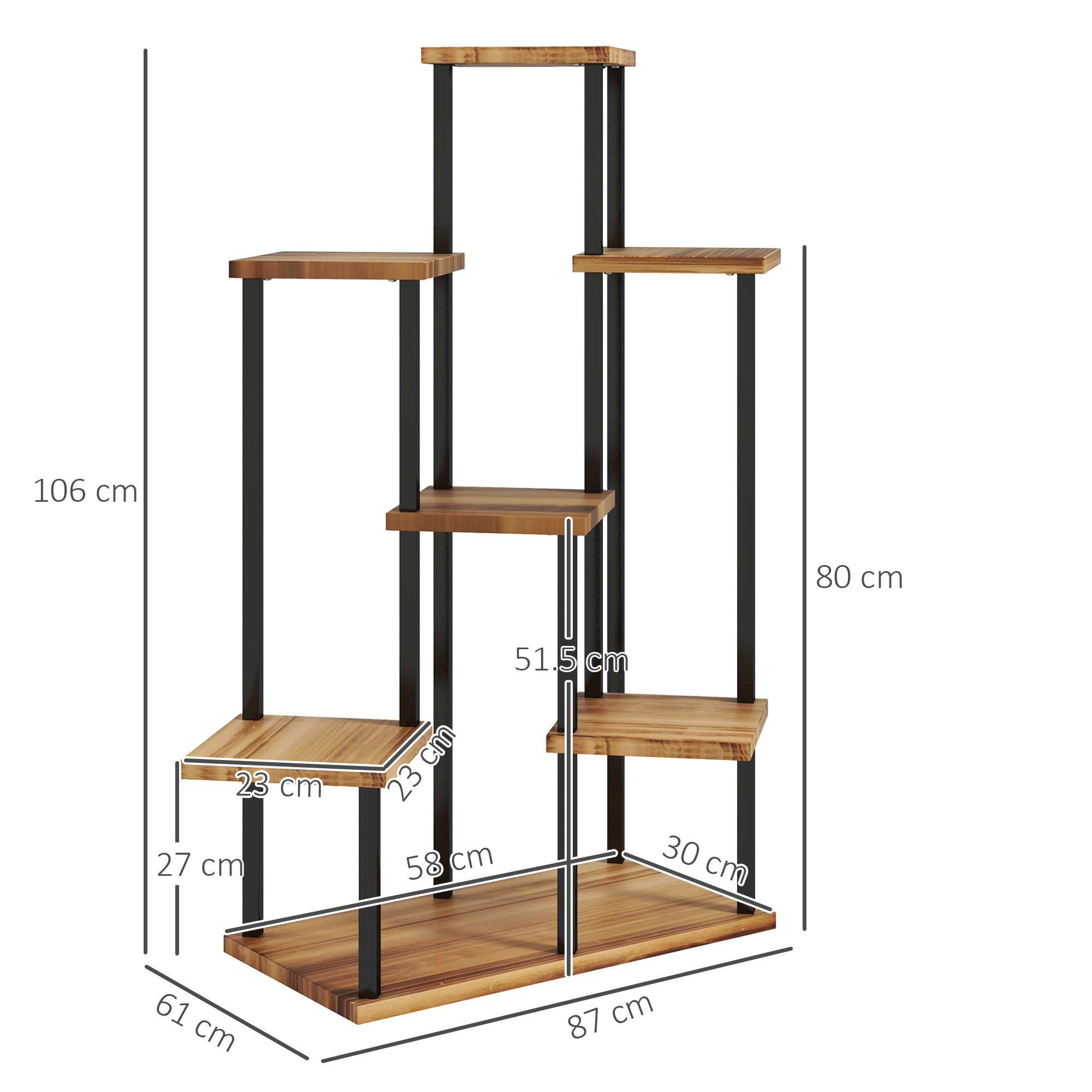 Outsunny 7-Tier Tall Plant Stand, Steel Frame & Fir Wood Base