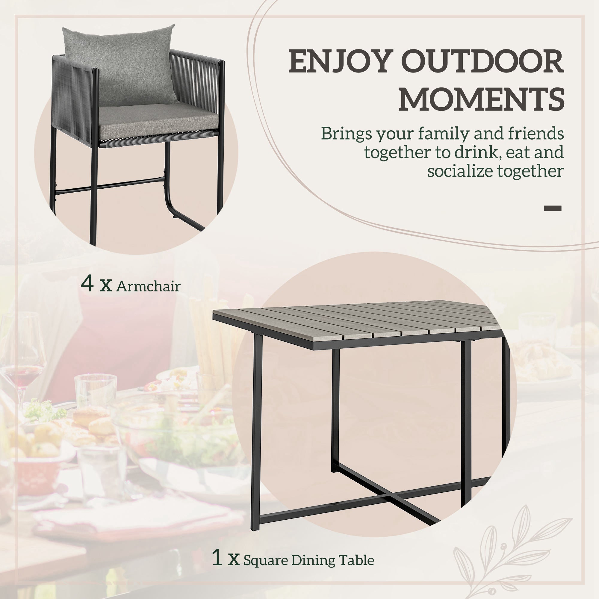 Outsunny Rattan Cube Dining Set with Space-Saving Design