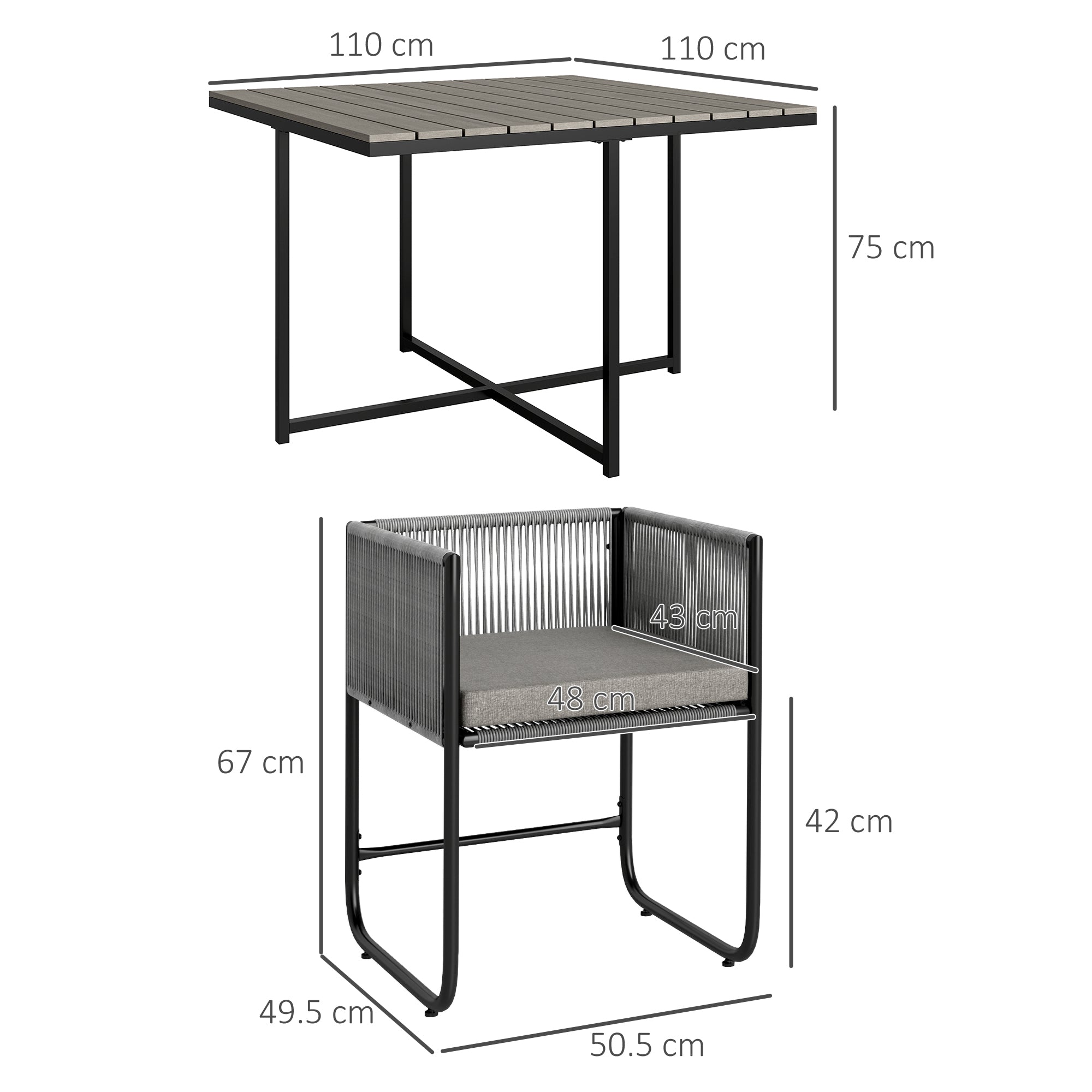 Outsunny Rattan Cube Dining Set with Space-Saving Design