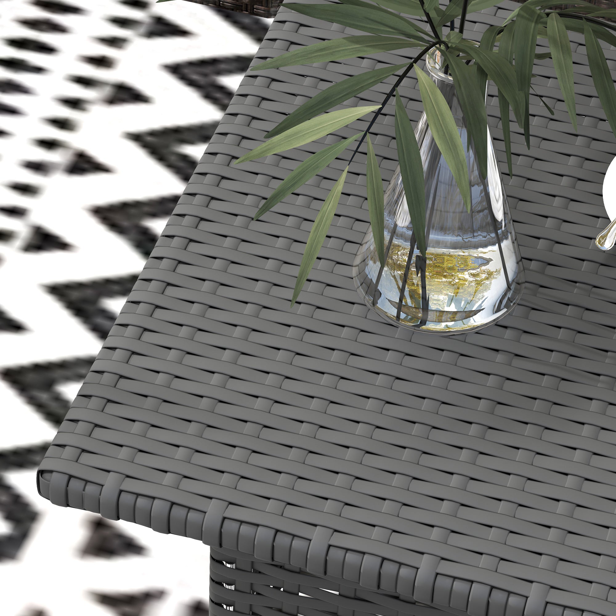 Outsunny Grey PE Rattan Outdoor Coffee Table with Steel Frame