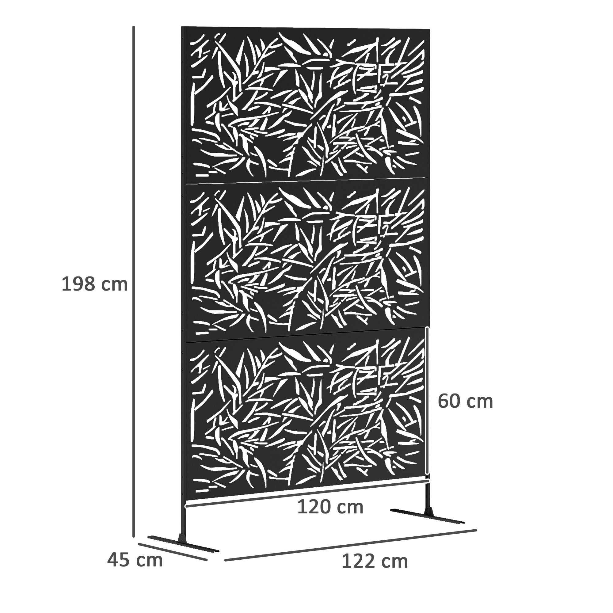 Outsunny Black Bamboo Outdoor Privacy Screen with Steel Frame