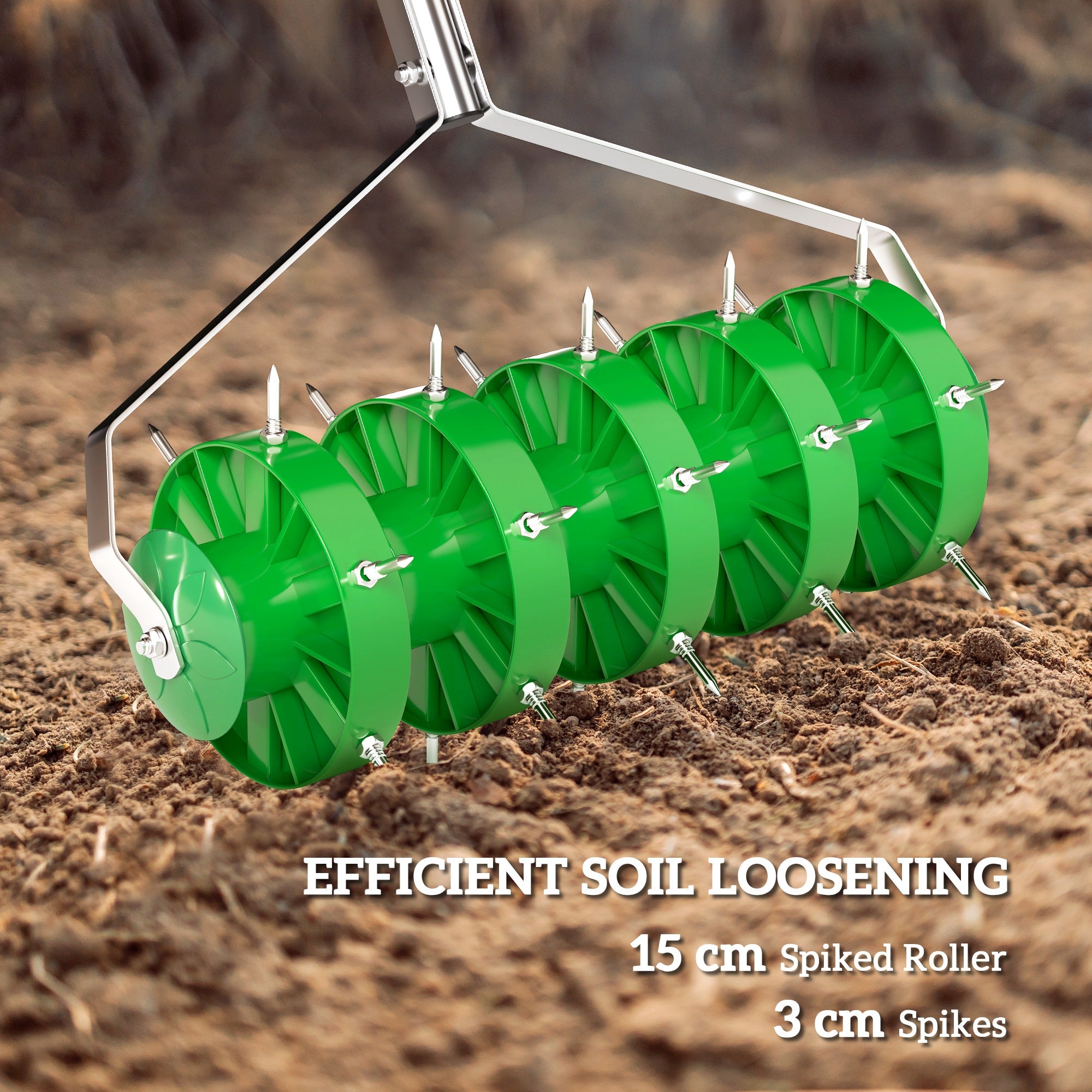 Outsunny 150mm Grass Spike Soil Aerator with 3-Piece Handle