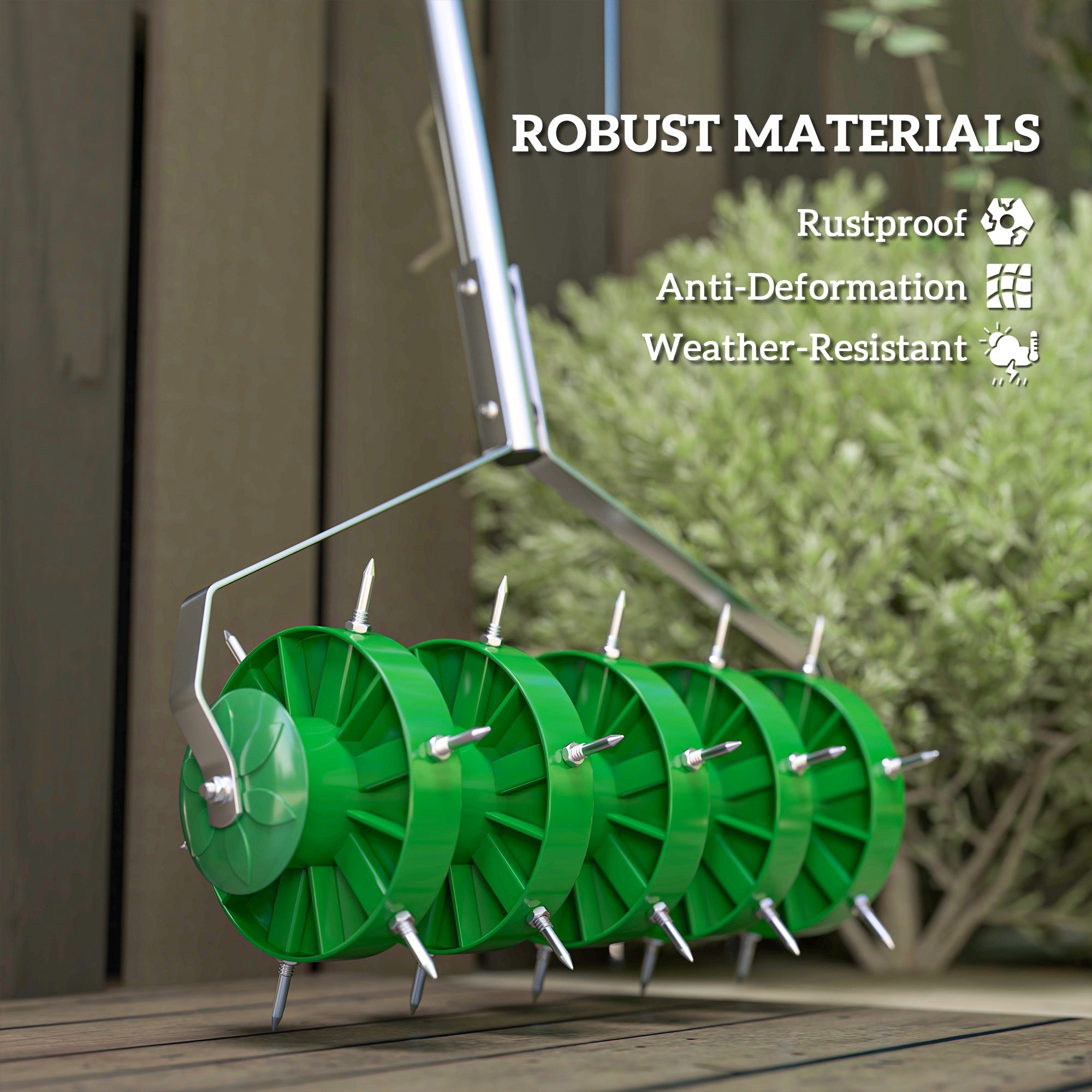 Outsunny 150mm Grass Spike Soil Aerator with 3-Piece Handle