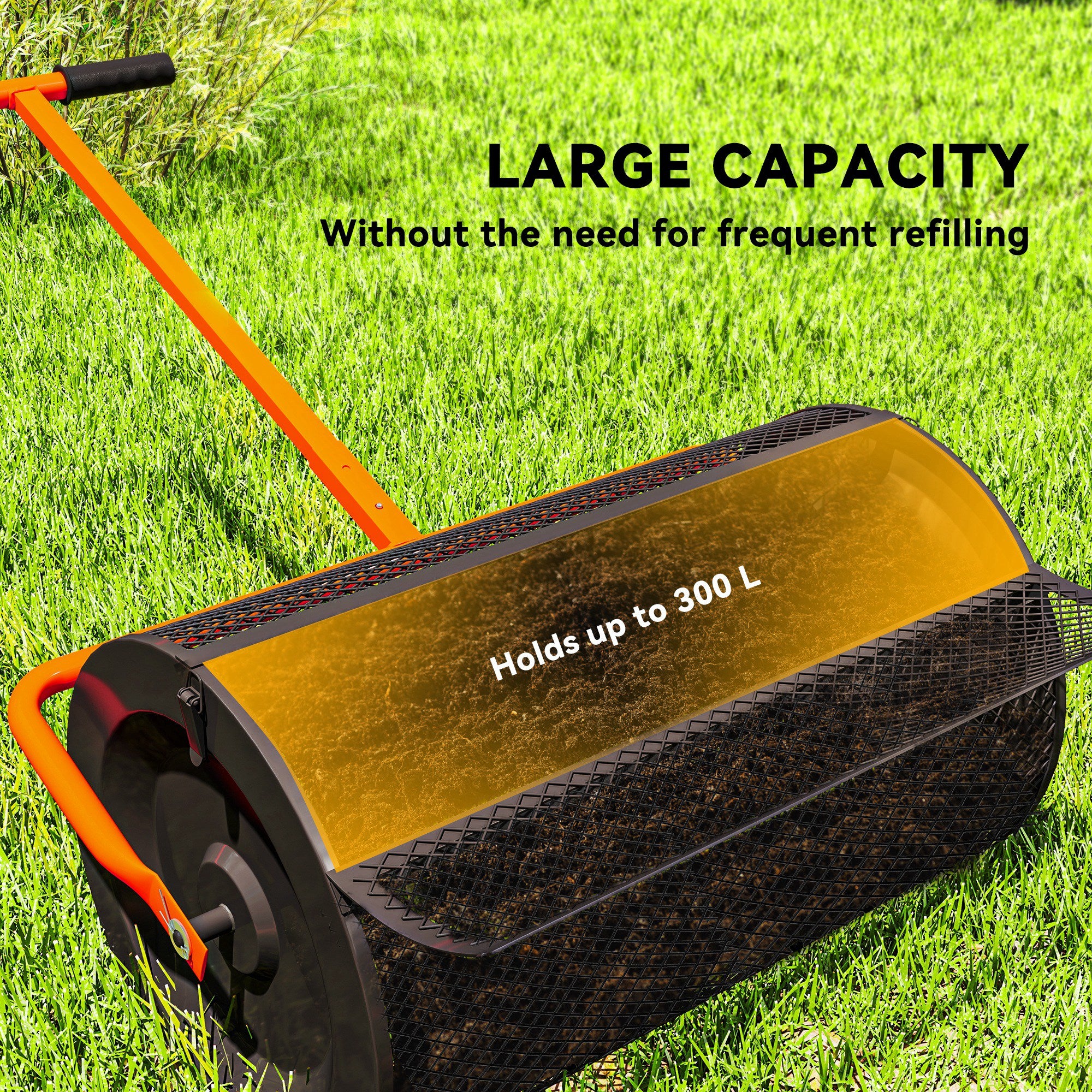 Outsunny 24in 300L Compost Spreader with Adjustable Handle