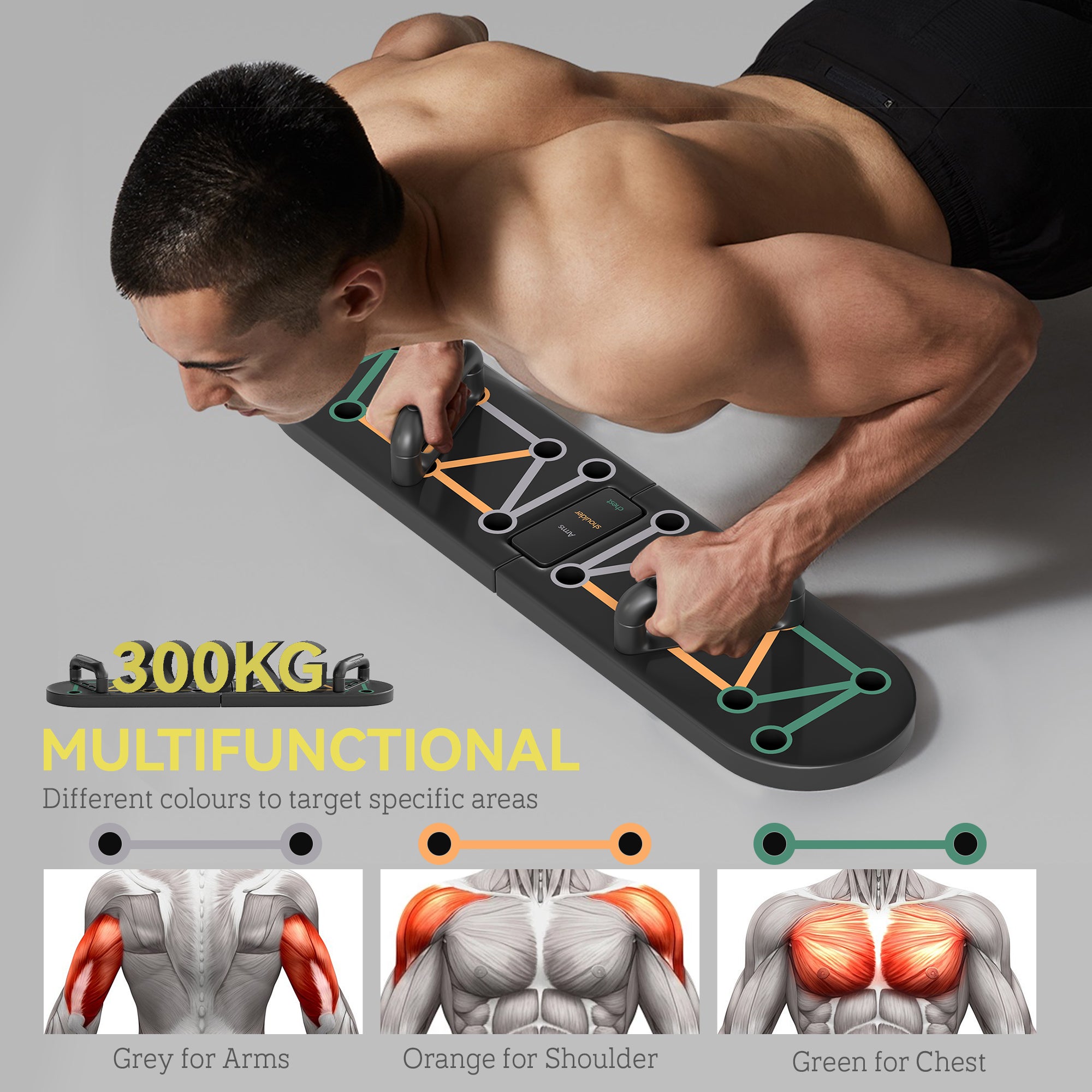 SPORTNOW 11-in-1 Foldable Push Up Board with Handles for Home Gym