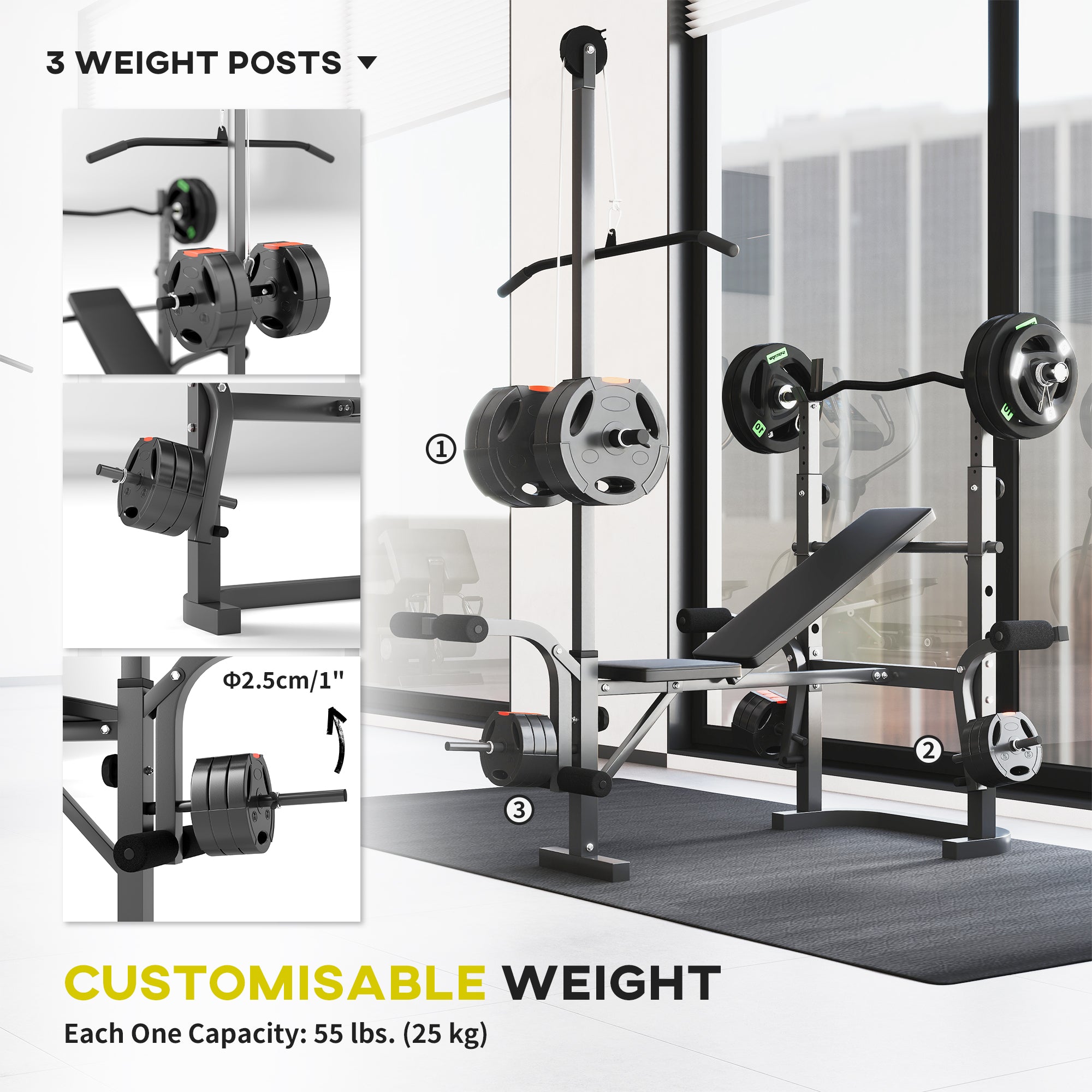 SPORTNOW Adjustable Weight Bench with Bench Press Rack