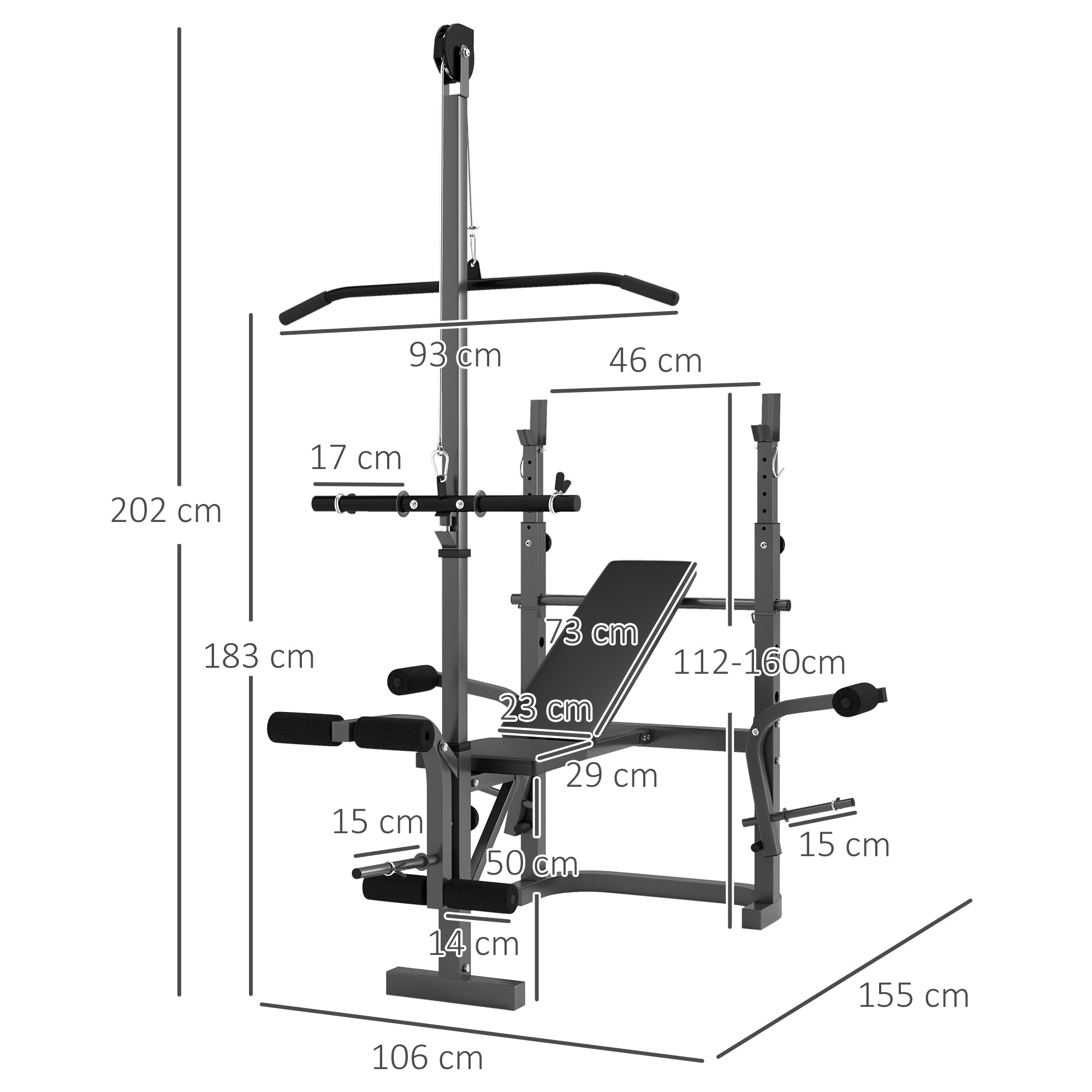 SPORTNOW Adjustable Weight Bench with Bench Press Rack