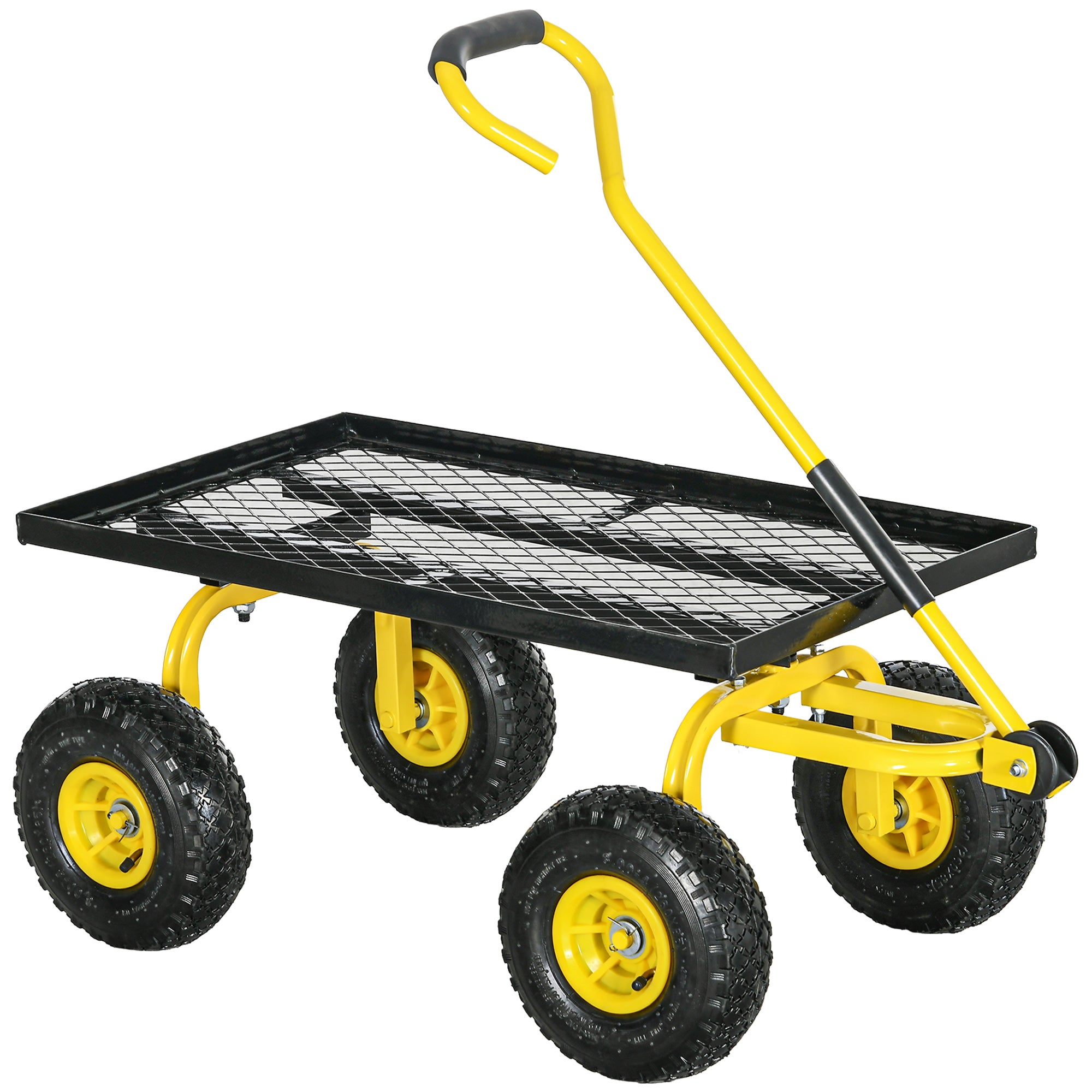 Outsunny Steel Garden Trolley Cart, 150kg, Pneumatic Wheels
