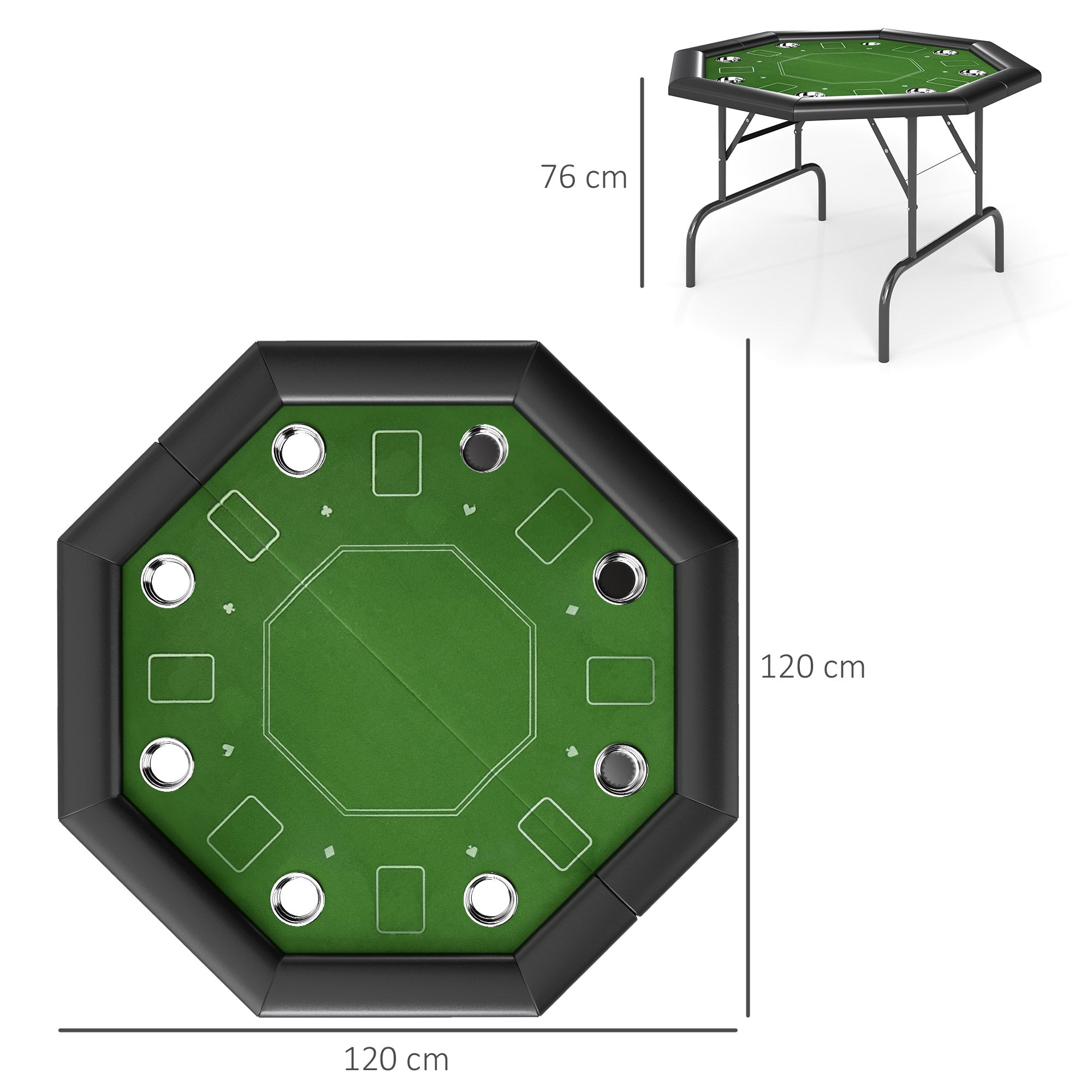 SPORTNOW 8-Player Foldable Green Poker Table with Cup Holders