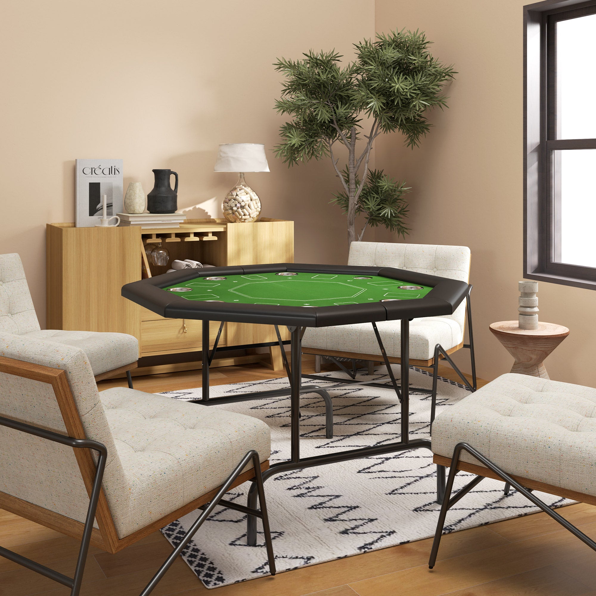 SPORTNOW 8-Player Foldable Green Poker Table with Cup Holders