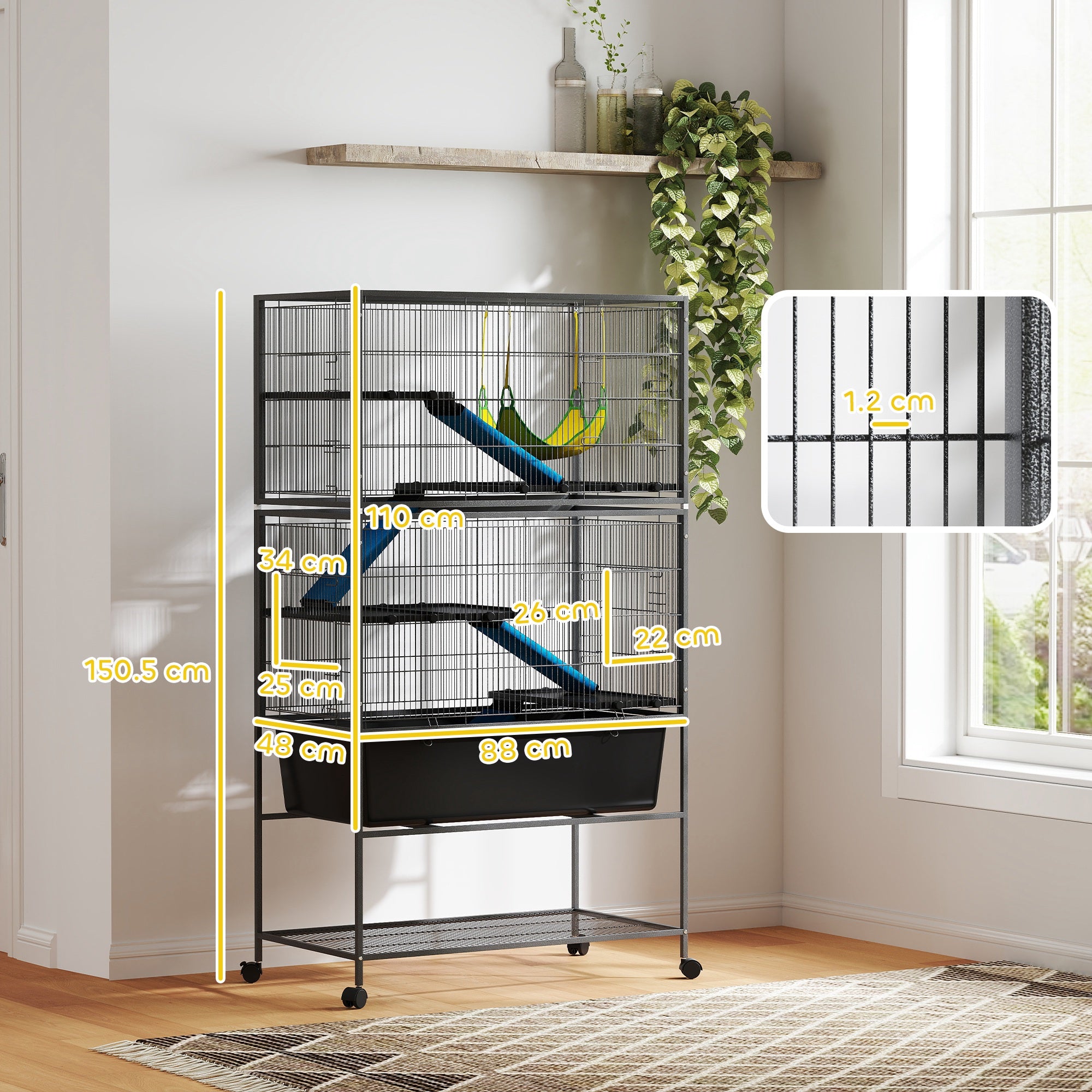 PawHut 5-Tier Rolling Small Animal Cage with Cloth-Covered Ramps