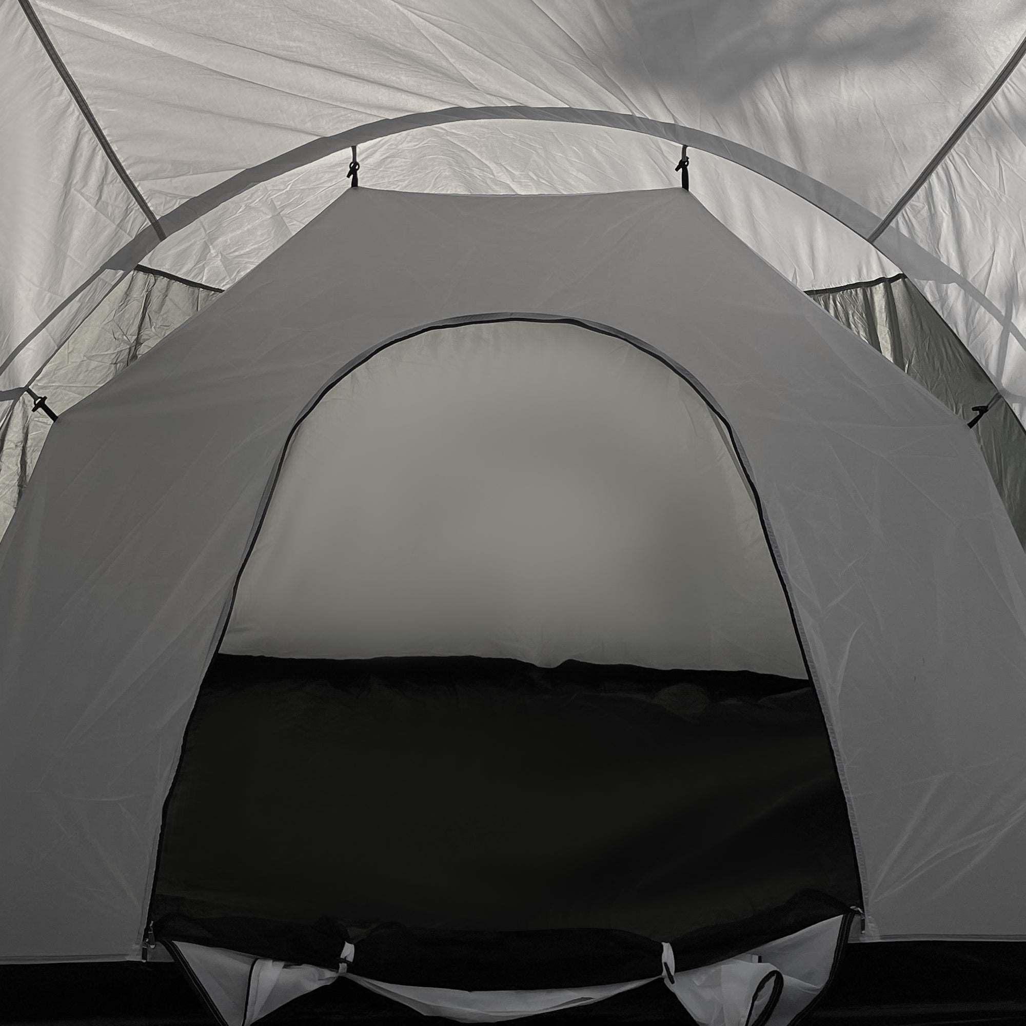 Outsunny 3-Bedroom Tunnel Tent with Living Area & Porch, Grey