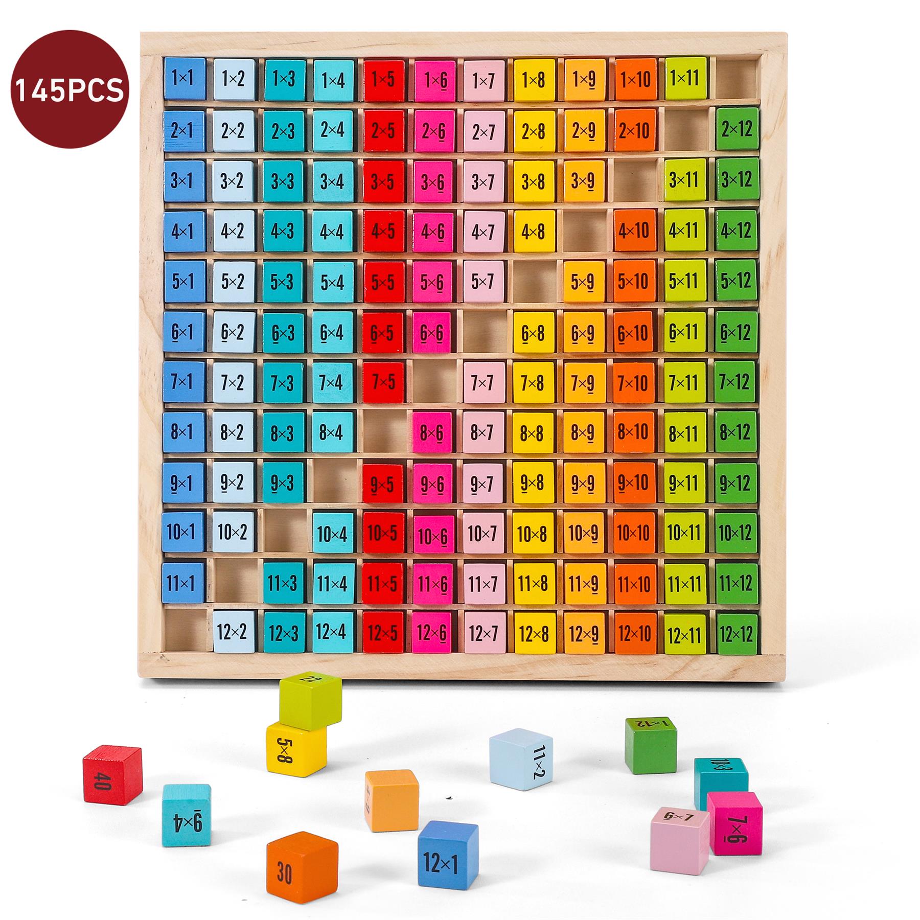 SOKA Wooden 1-12 Times Table Learning Blocks Set, 144 Pieces