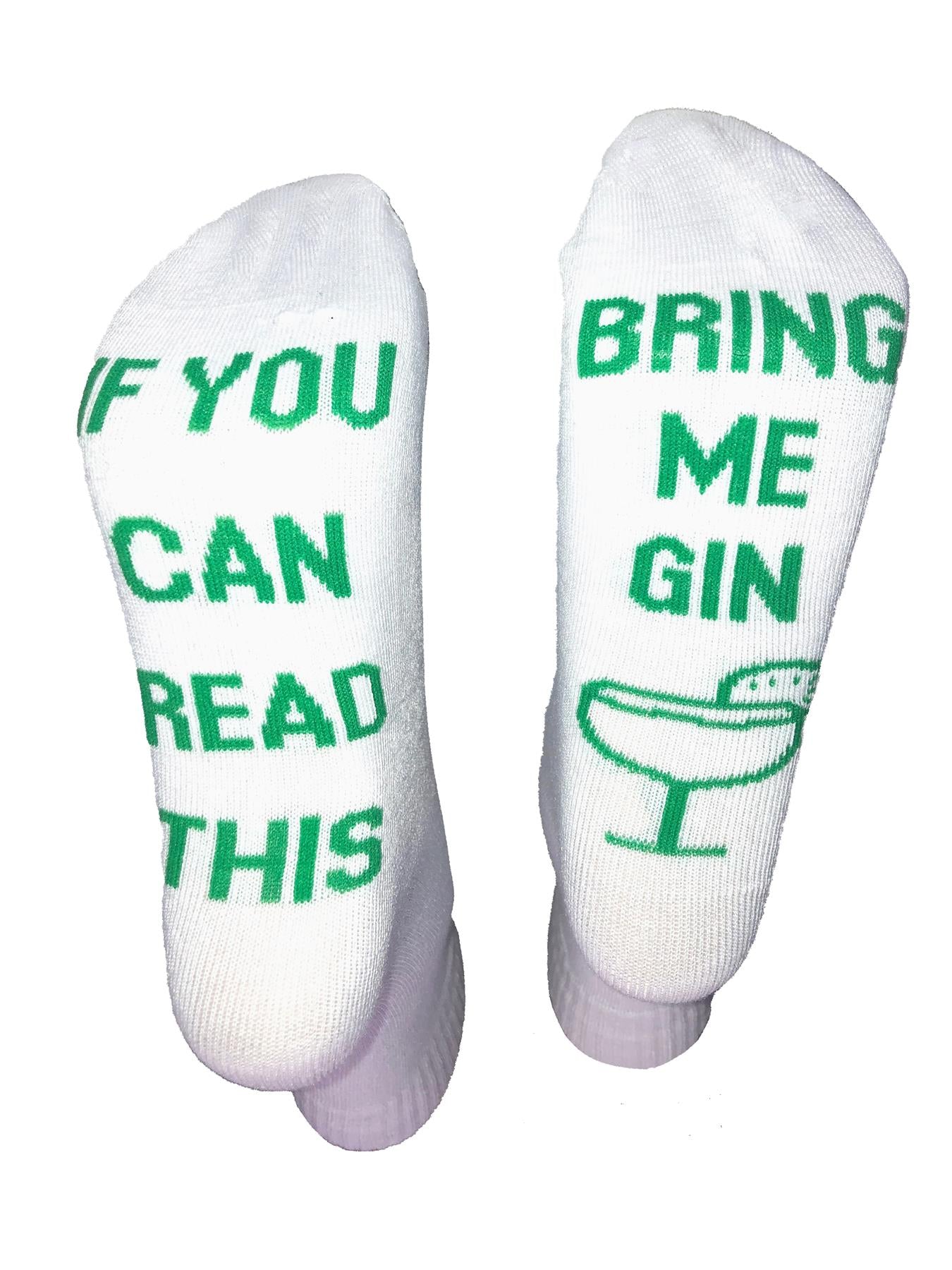 Vinsani Bring Me Gin Slogan Calf Socks, UK 4-10, Machine Washable