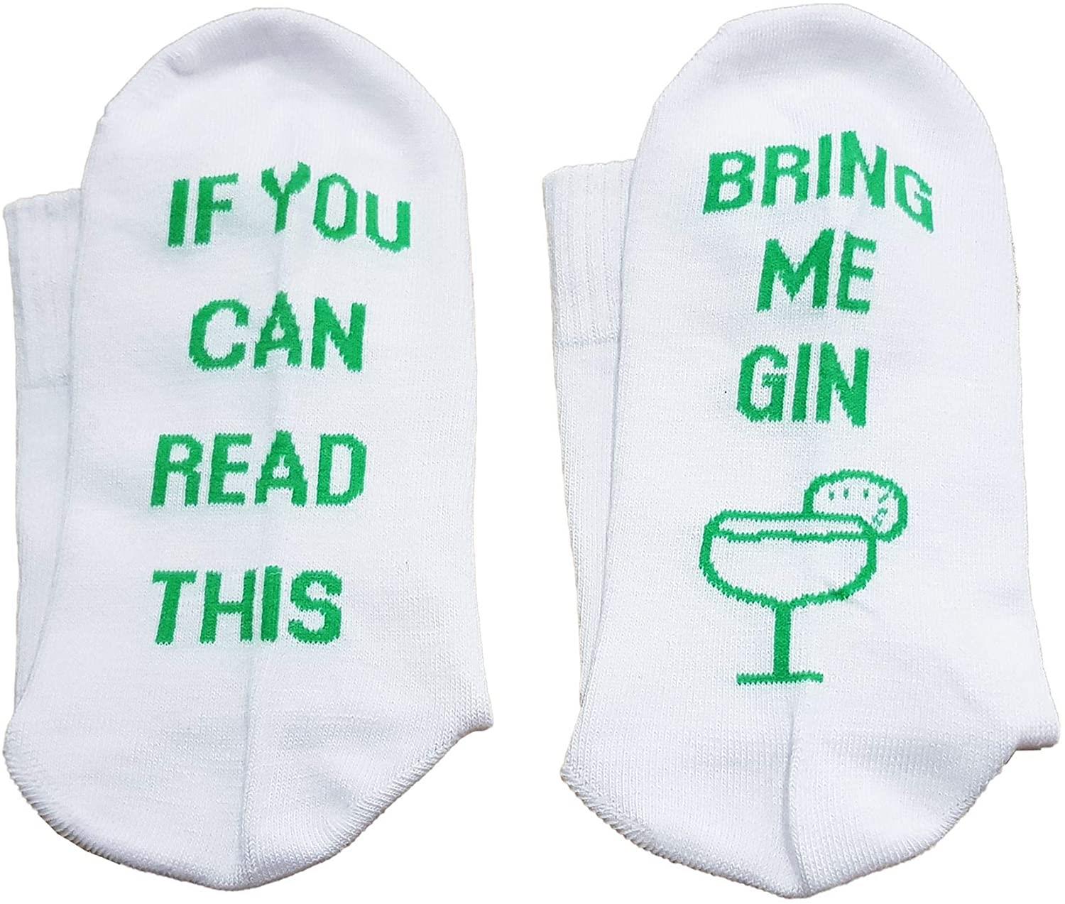 Vinsani Bring Me Gin Slogan Calf Socks, UK 4-10, Machine Washable