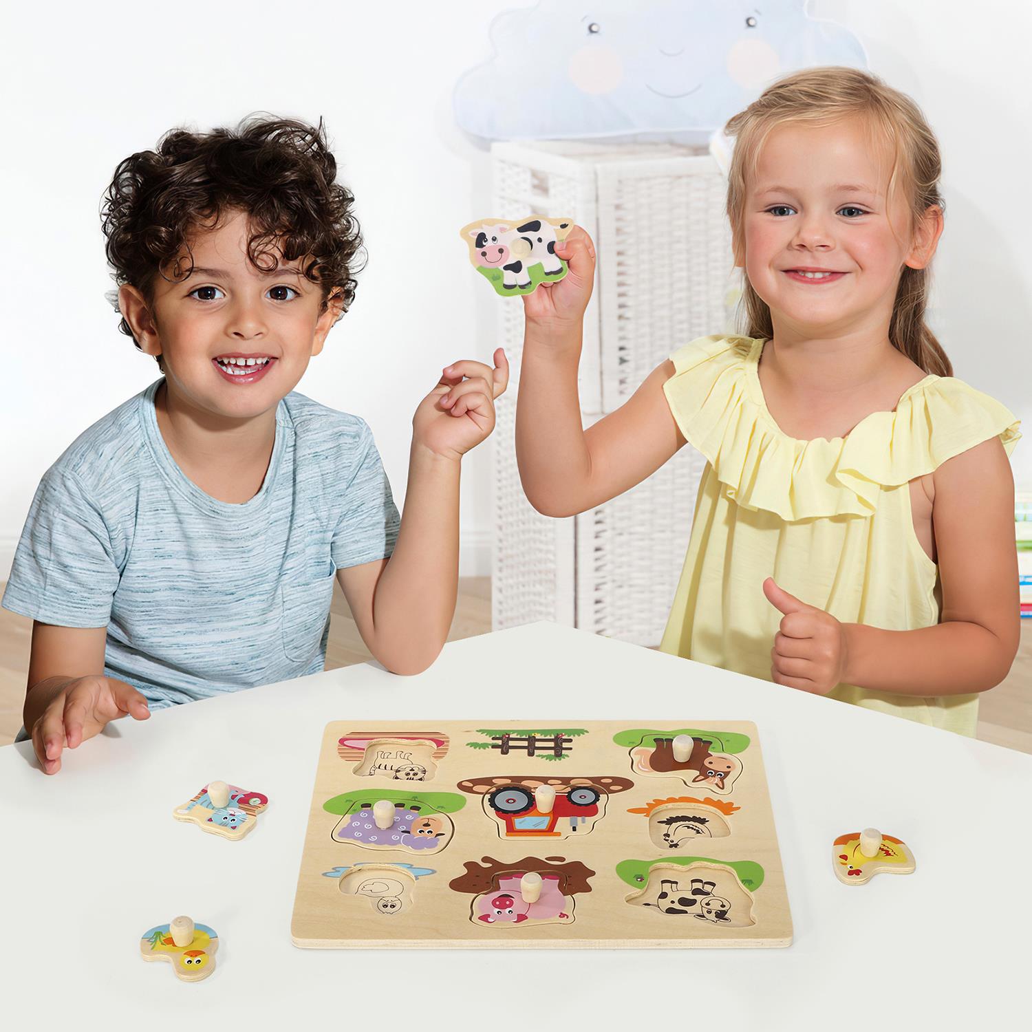 SOKA Farm Animal Peg Puzzle for Kids, Learn While Playing