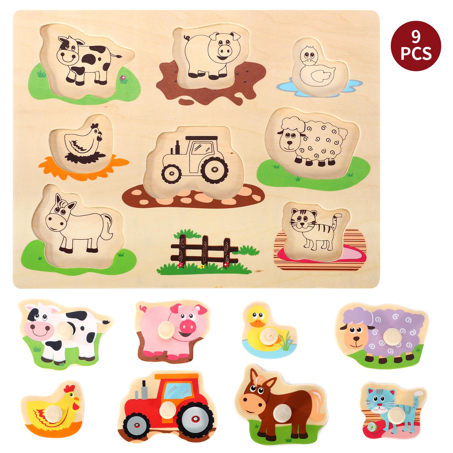 SOKA Farm Animal Peg Puzzle for Kids, Learn While Playing