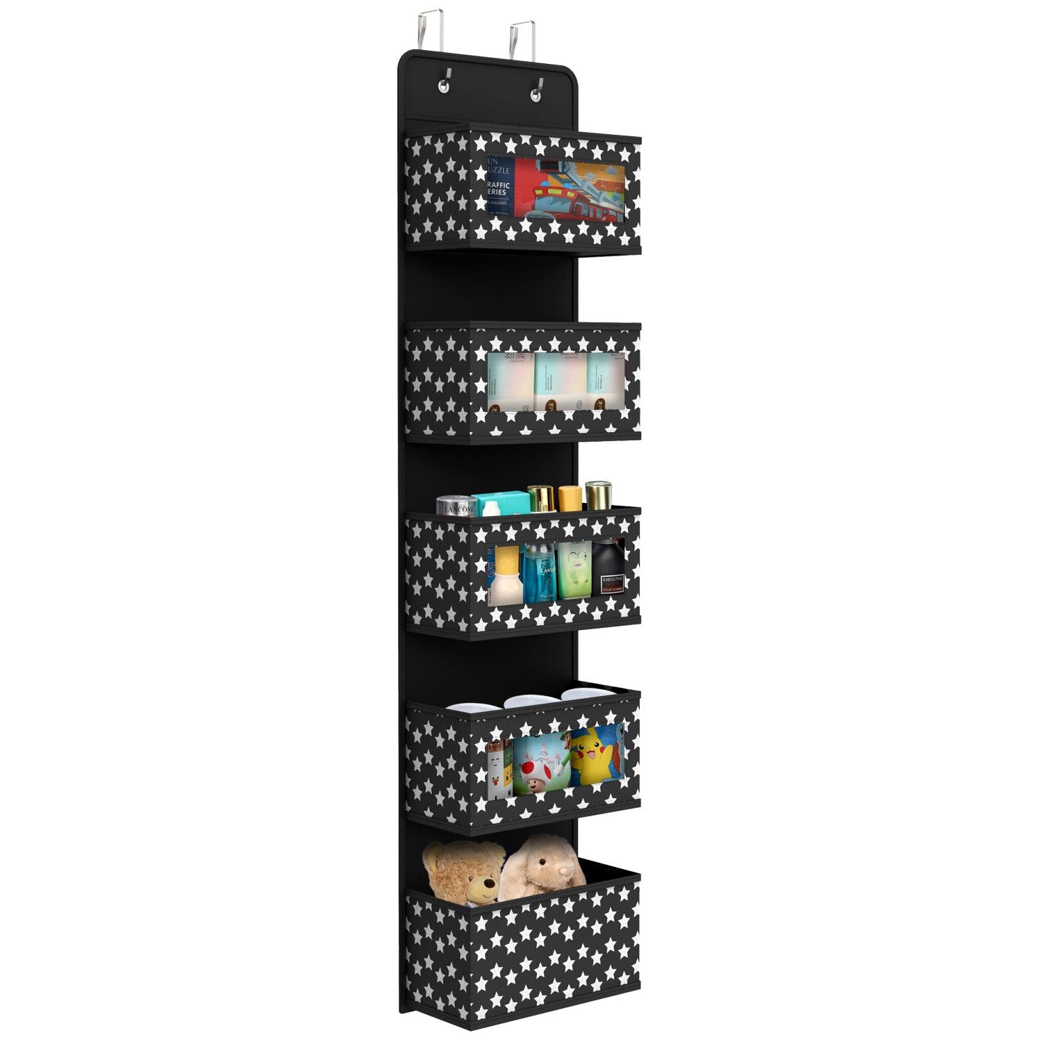Vinsani 5-Tier Black Over Door Hanging Organiser Storage Unit