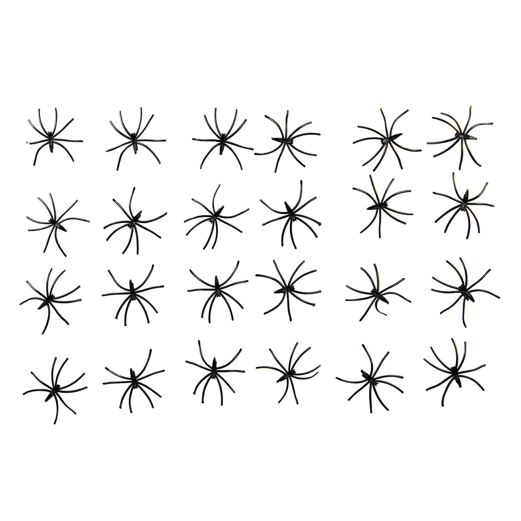 Vinsani Pack of 24 Realistic Black Plastic Spiders for Halloween Decorations