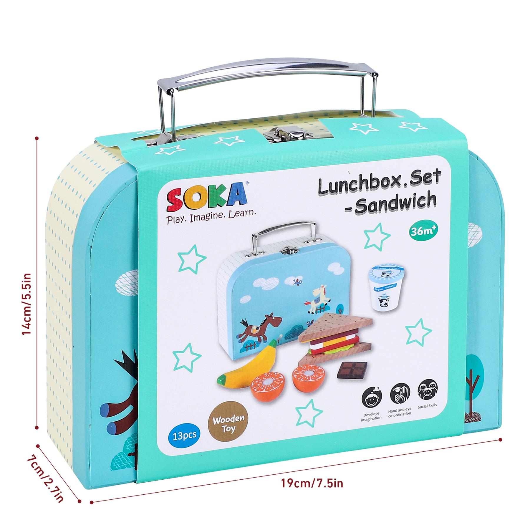 SOKA Wooden Sandwich Lunch Box Pretend Play Set