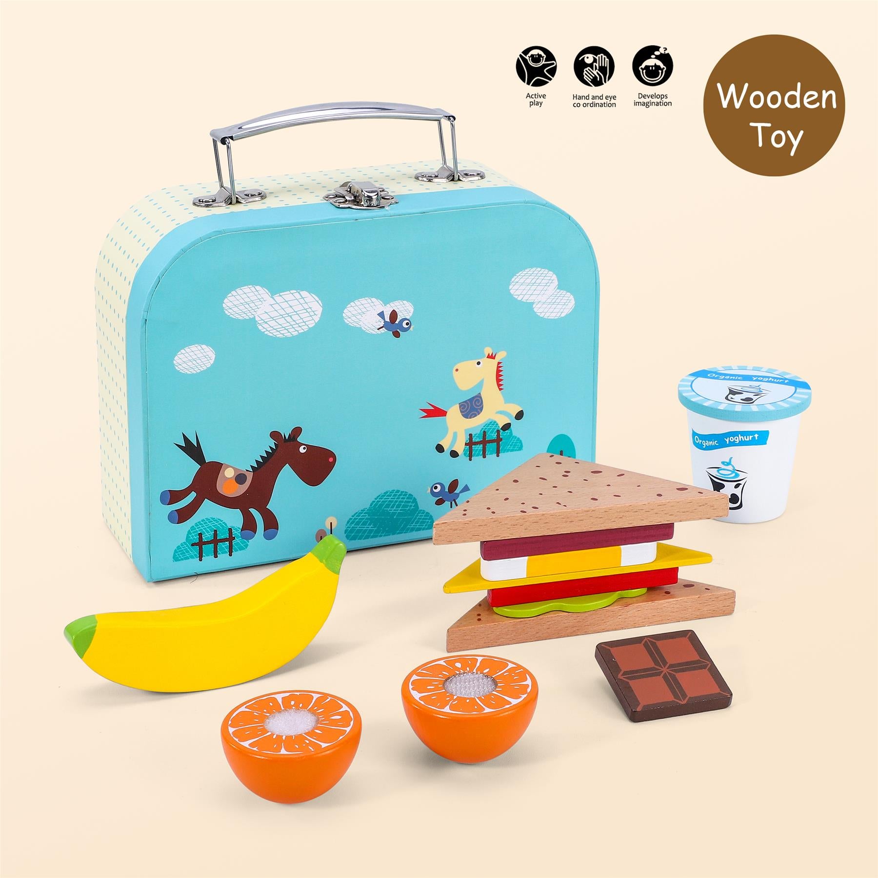 SOKA Wooden Sandwich Lunch Box Pretend Play Set