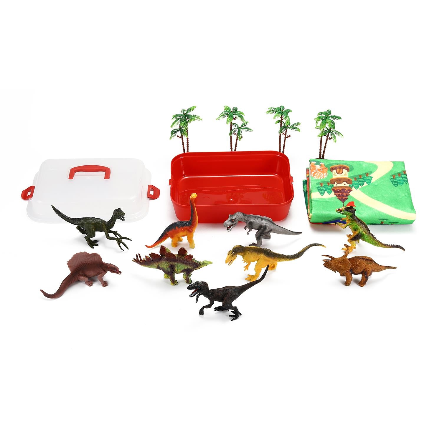 SOKA 9-Piece Dinosaur Action Figure Playset with Playmat