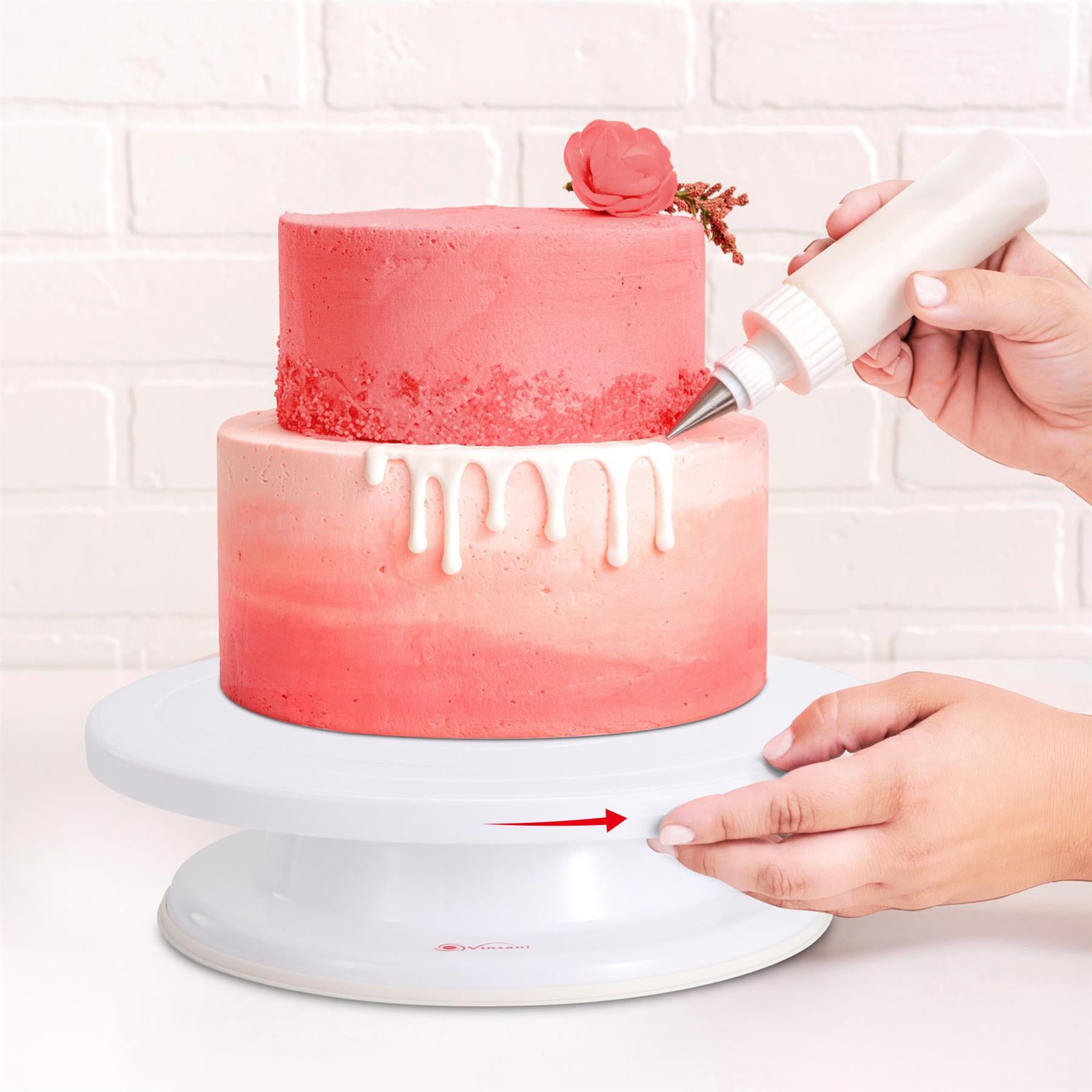Vinsani Multi-Purpose Rotating Cake Turntable with 360-Degree Access for Decorating Cakes, Pastries and Cupcakes