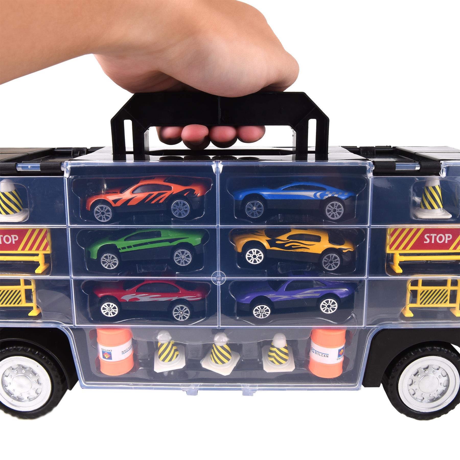 SOKA Transporter Truck Car Carrier Toy Set with 6 Die-Cast Cars