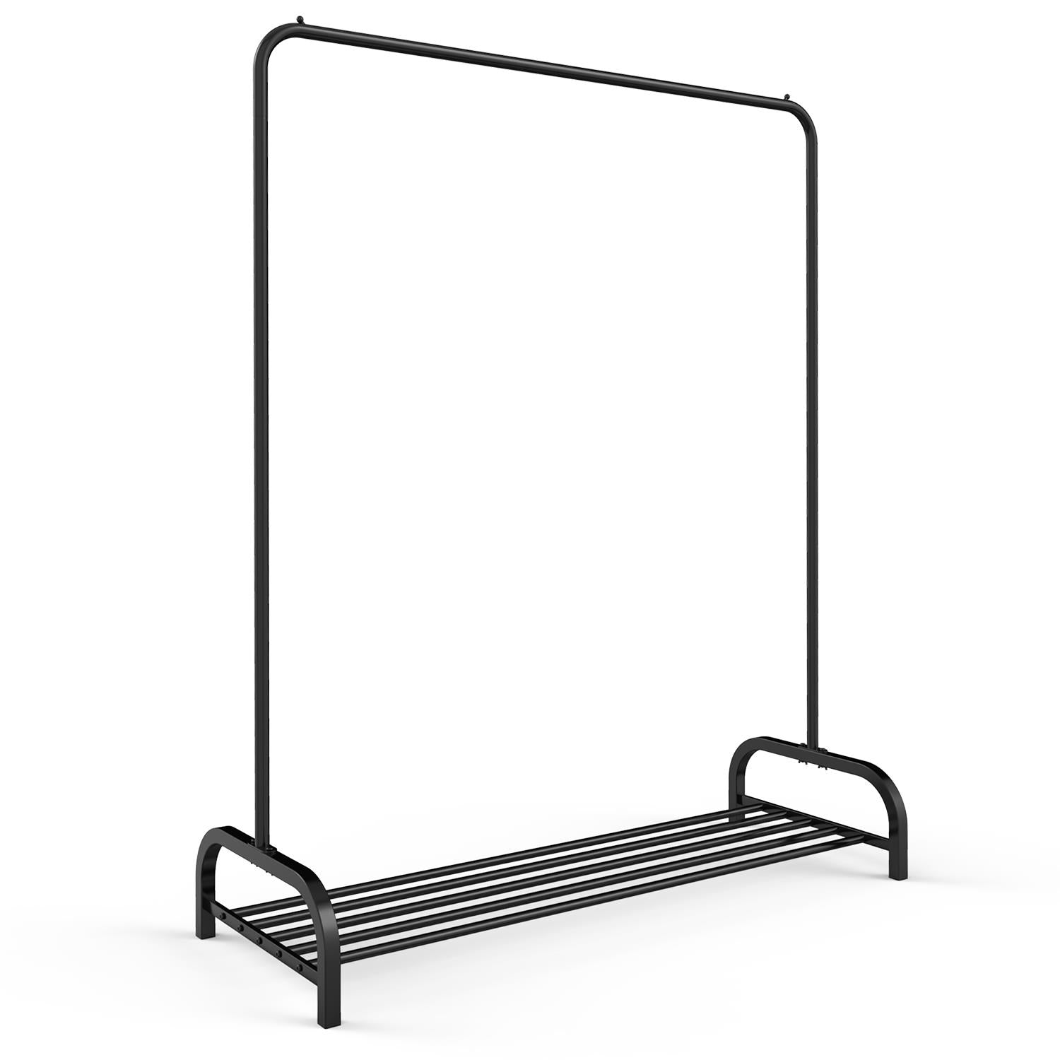 Vinsani Black Free-Standing Clothes Rail and Shoe Rack with Side Stoppers