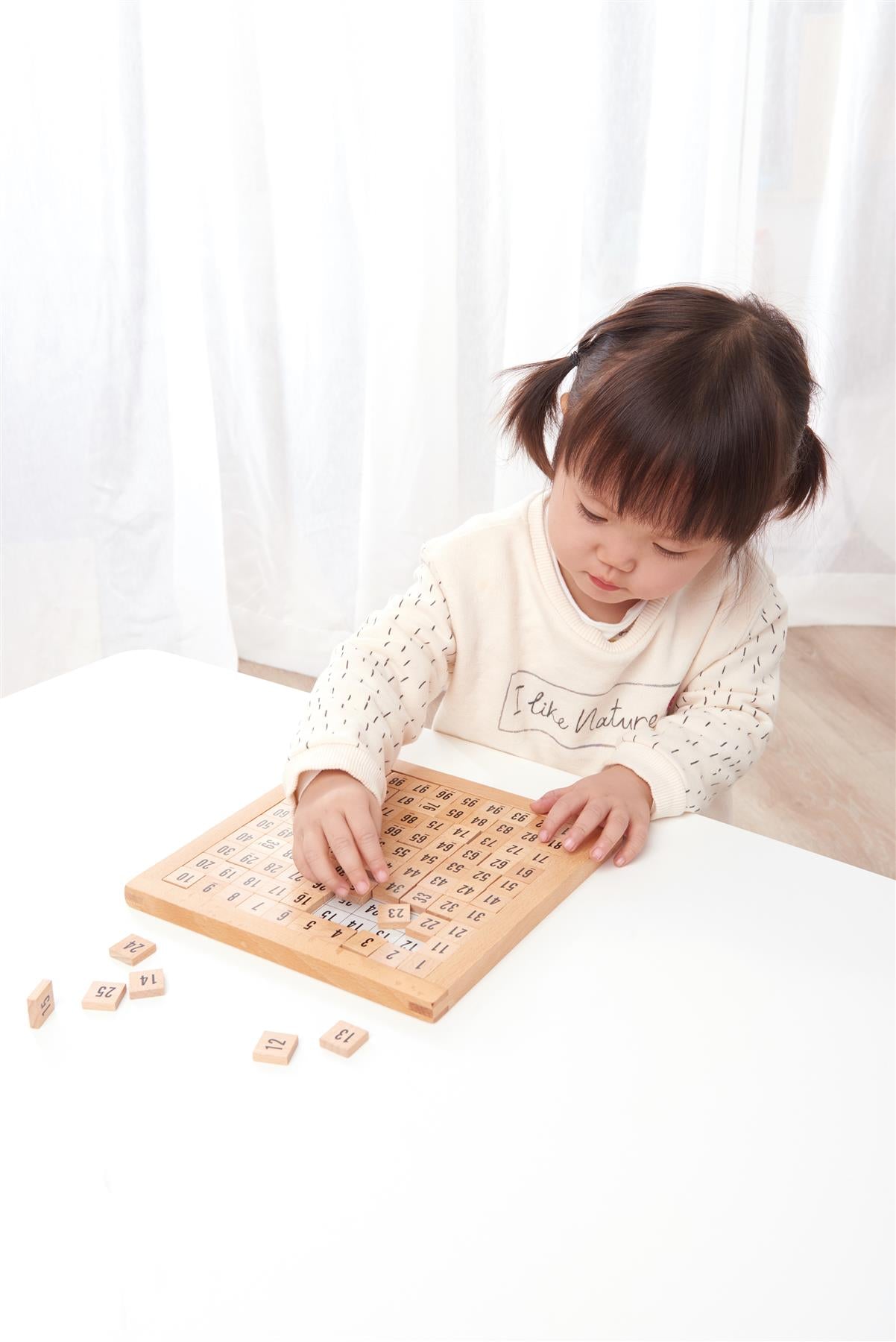 LELIN Wooden Hundred Board Counting Toy with 100-Grid Board, Control Board, Number Squares and Storage Bag