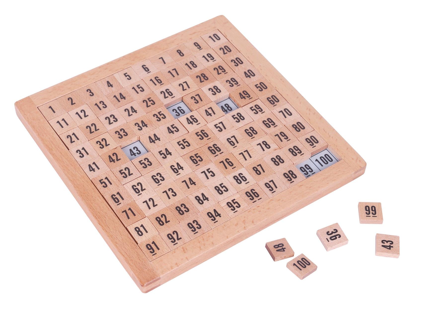 LELIN Wooden Hundred Board Counting Toy with 100-Grid Board, Control Board, Number Squares and Storage Bag