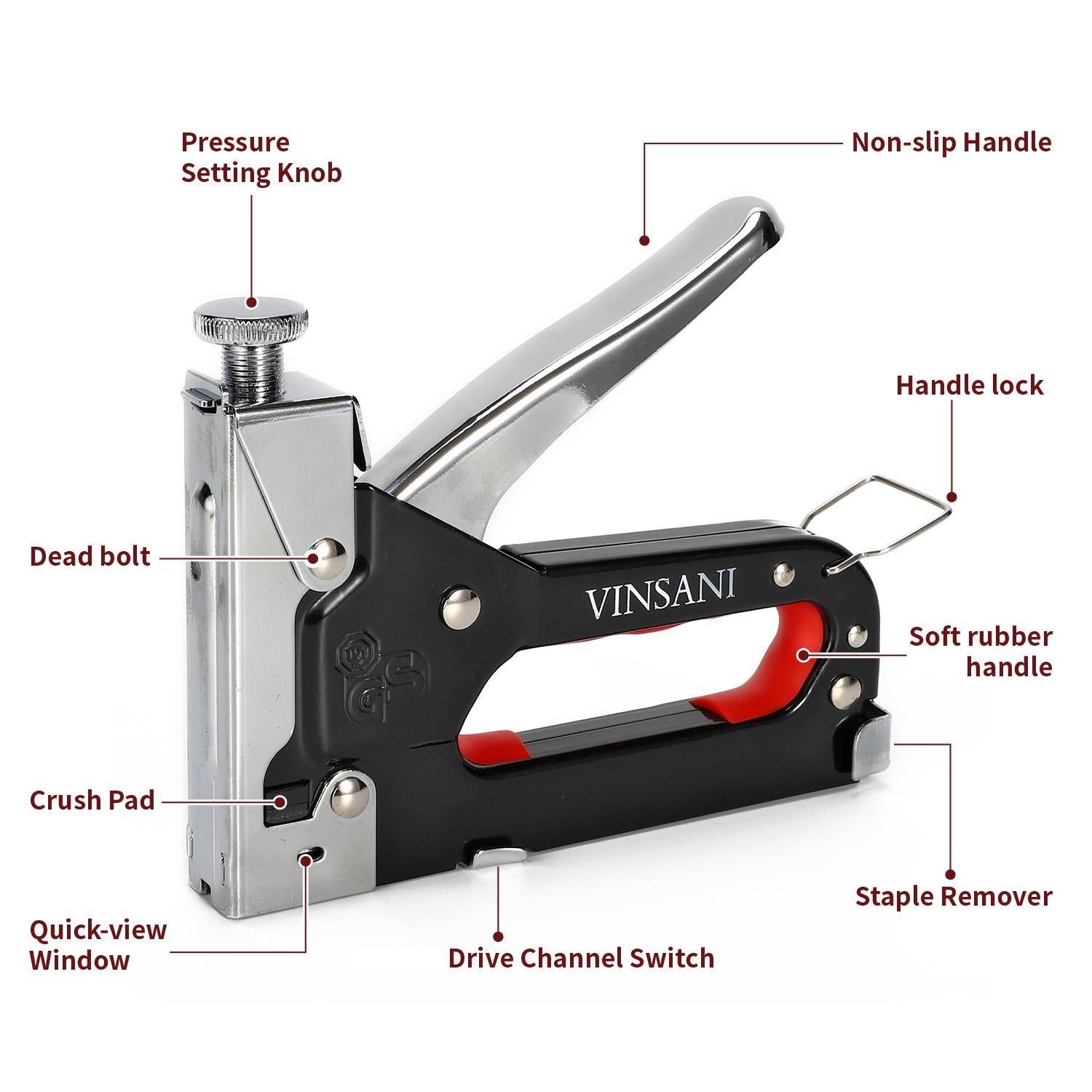 Vinsani Heavy Duty Adjustable Staple Gun Industrial Grade