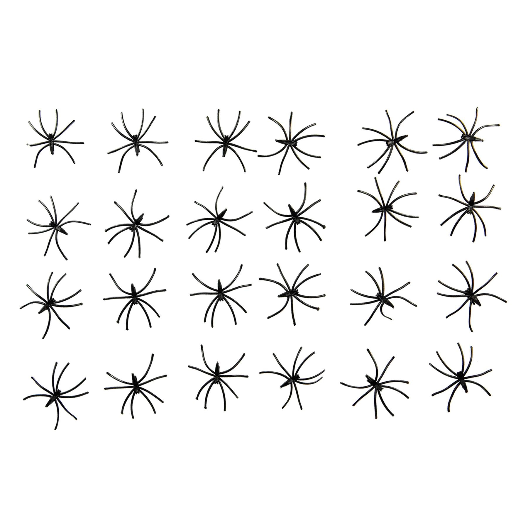 Vinsani Pack of 24 Black Plastic Halloween Spider Decorations