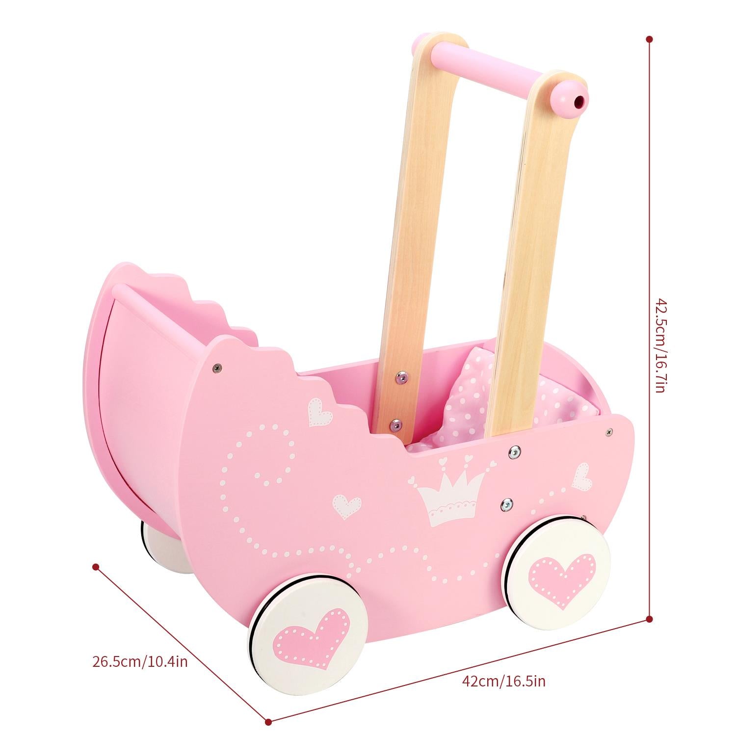 SOKA Pink Princess Doll's Pram with Bedding