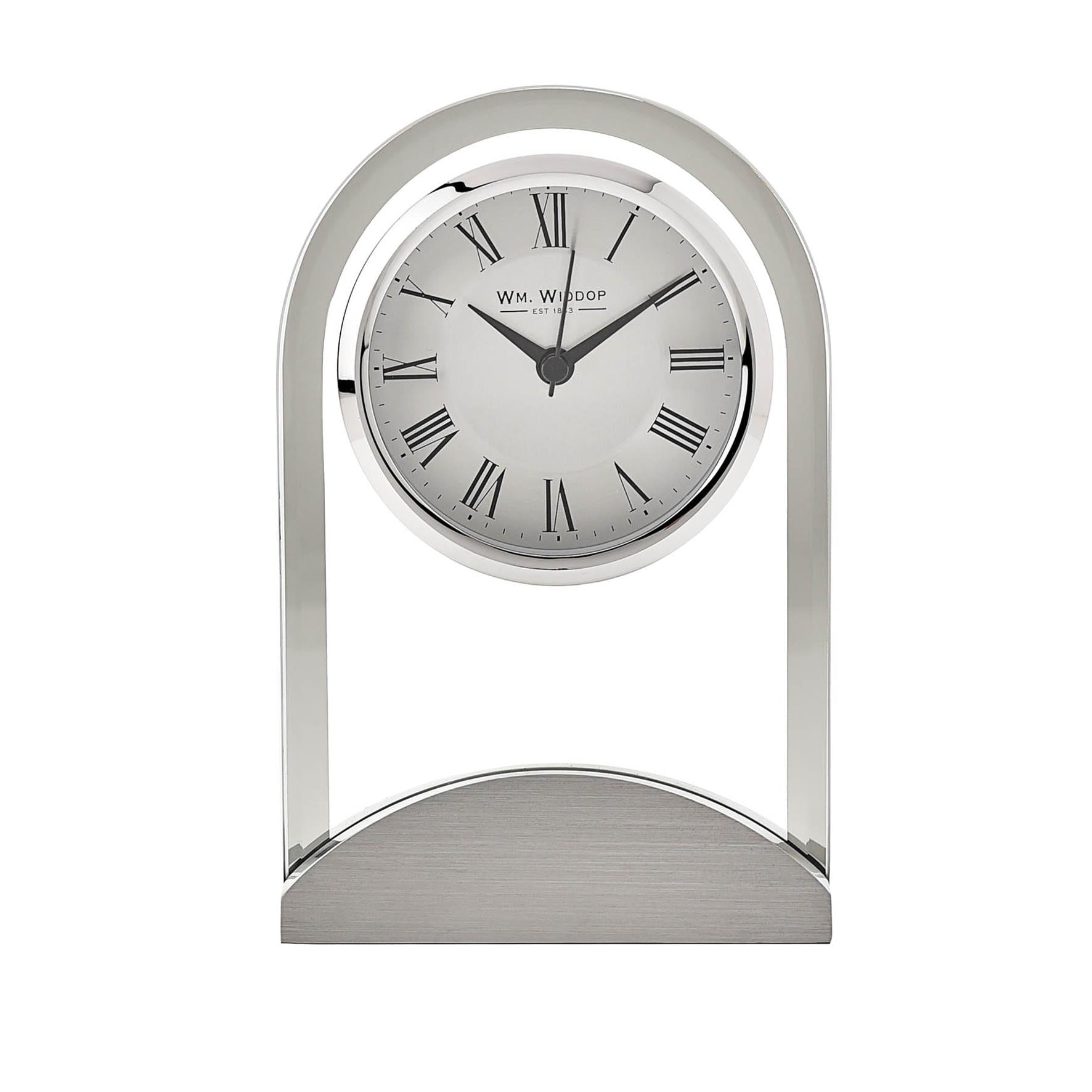 Widdop Glass Panel Mantel Clock with Aluminium Base