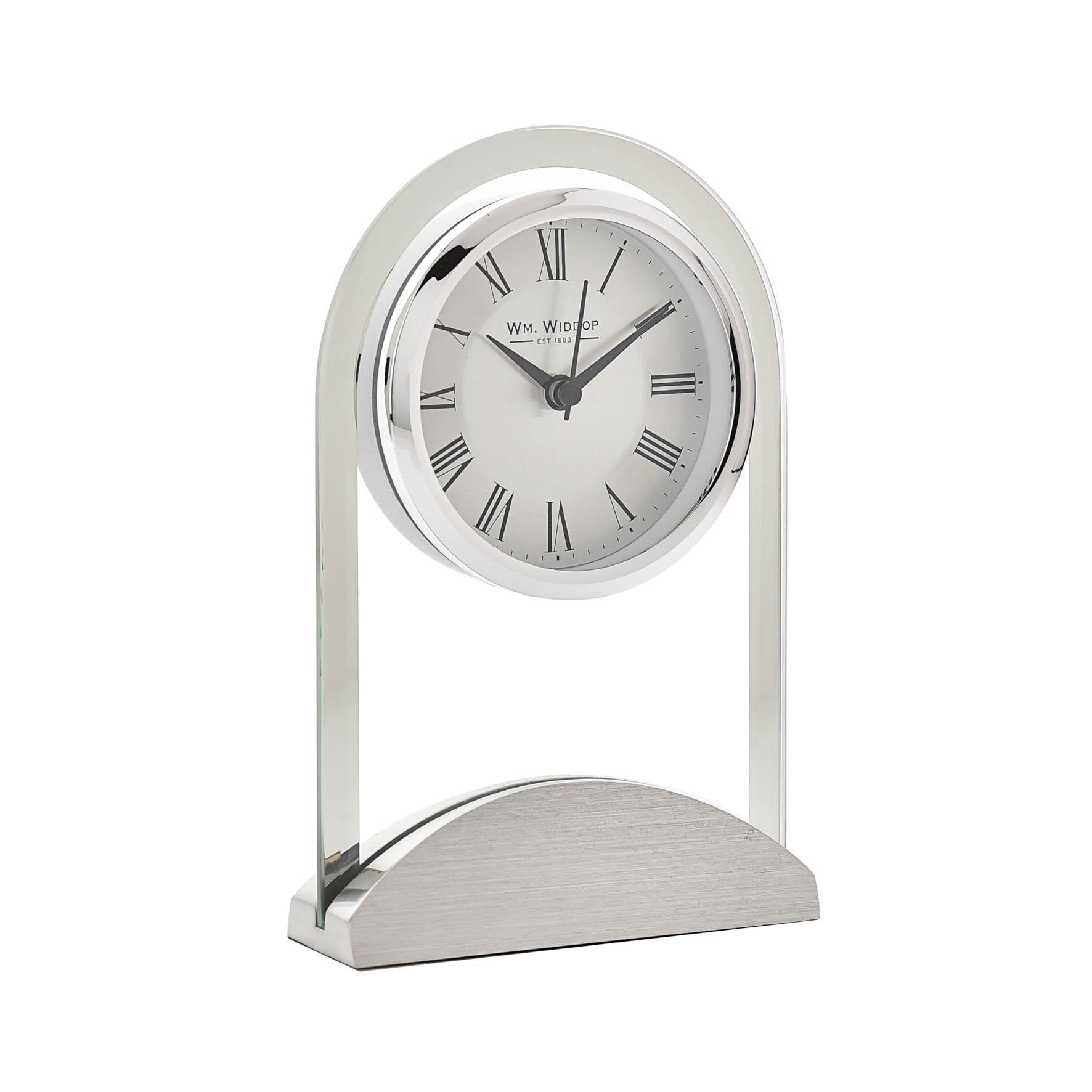 Widdop Glass Panel Mantel Clock with Aluminium Base