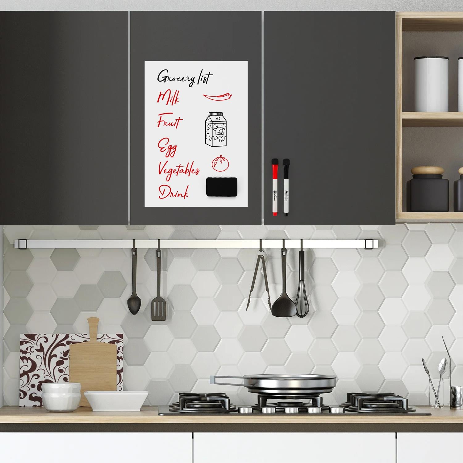 Vinsani A3 Magnetic Whiteboard Set with 2 Markers & Eraser