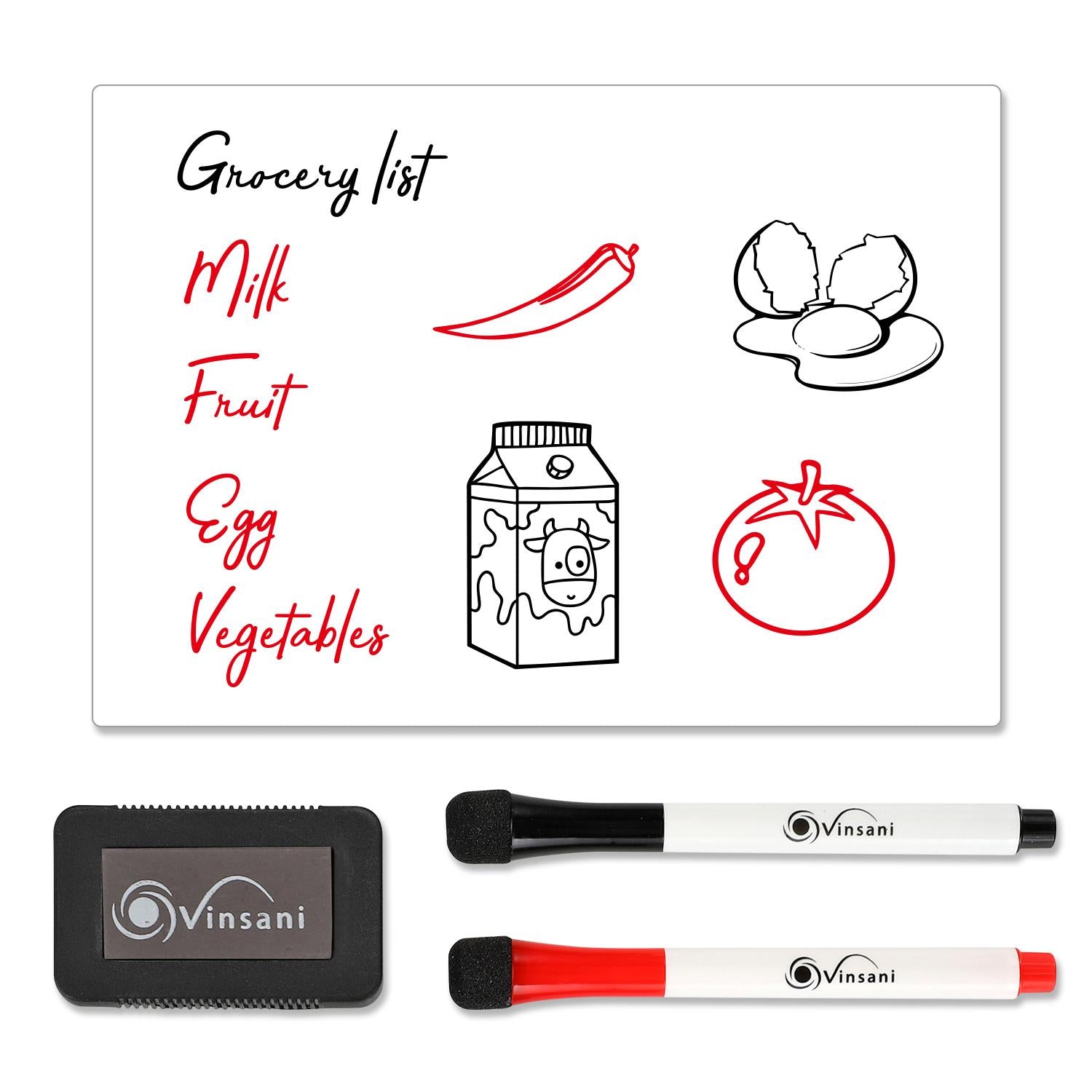Vinsani A5 Magnetic Whiteboard Set with 2 Pens and Eraser